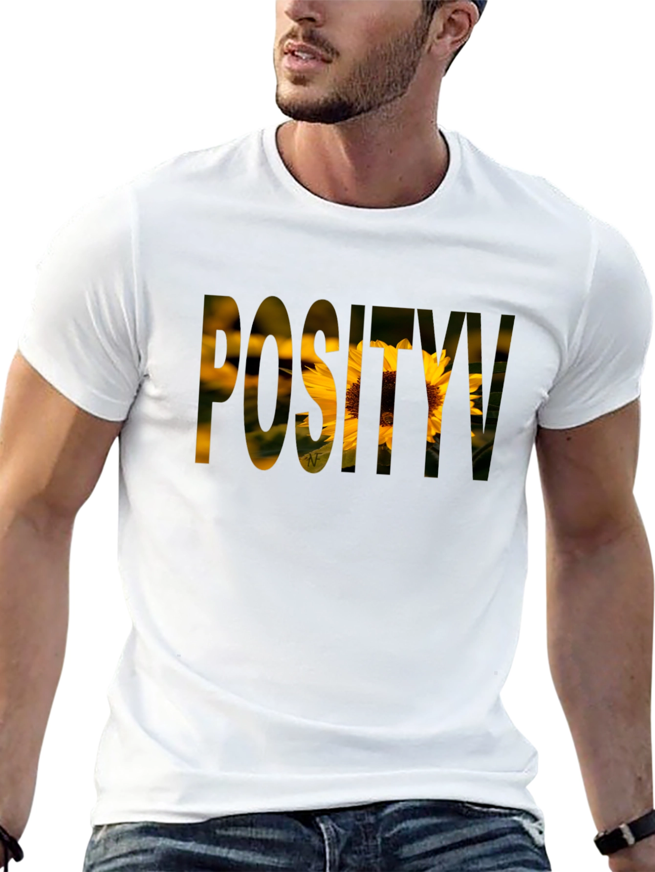 Positivity Sunflower Graphic T-Shirt - Black
