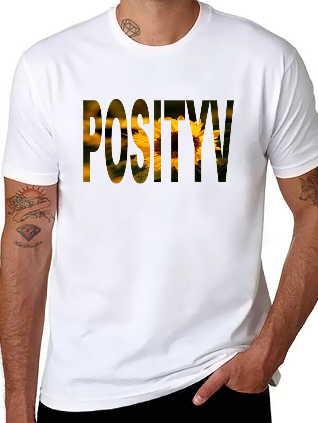 Positivity Sunflower Graphic T-Shirt - Black