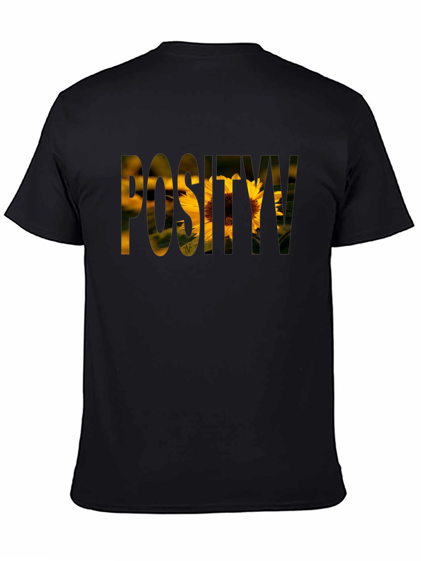 Positivity Sunflower Graphic T-Shirt - Black