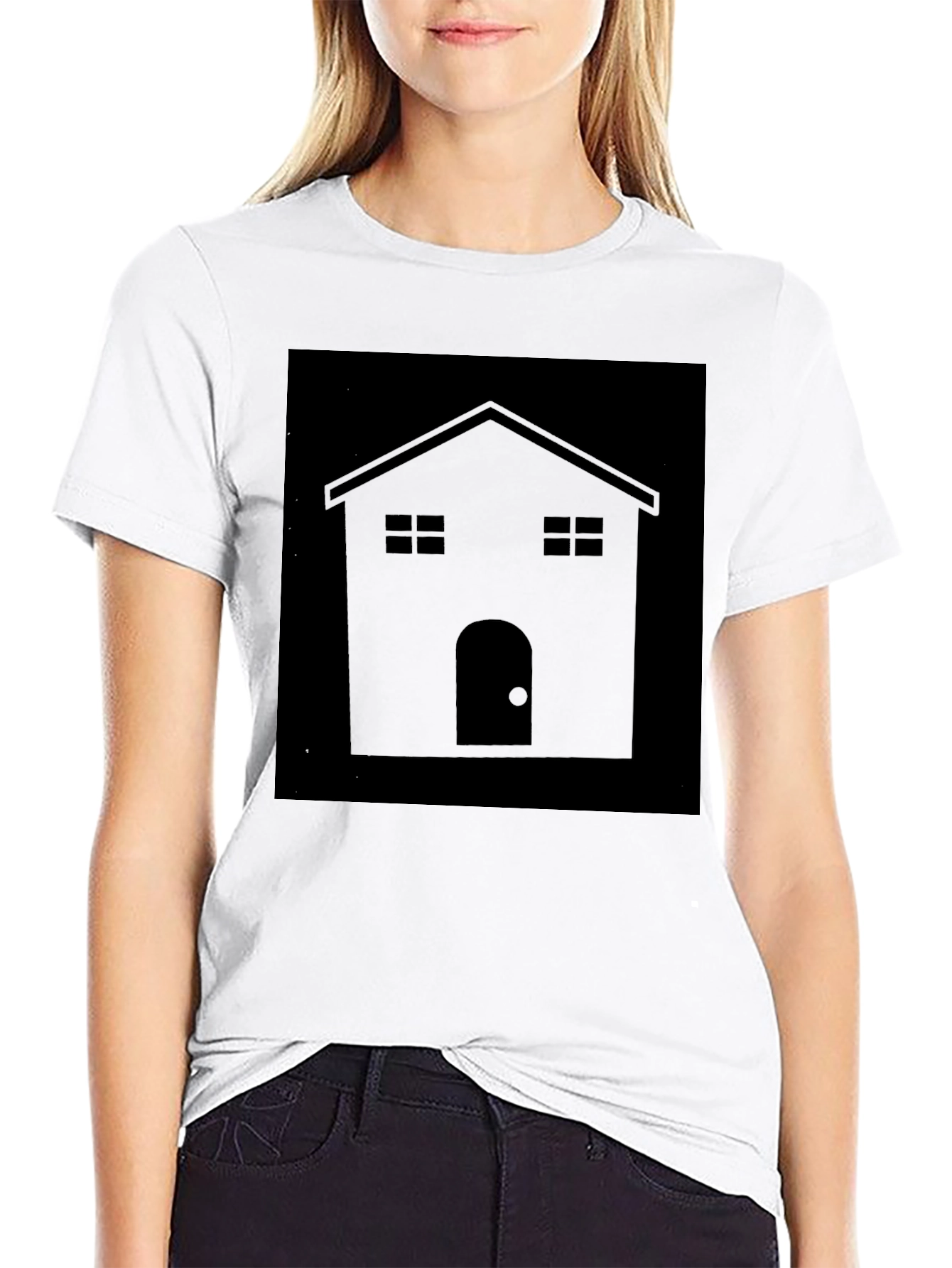 Minimalist House Graphic Tee - Black