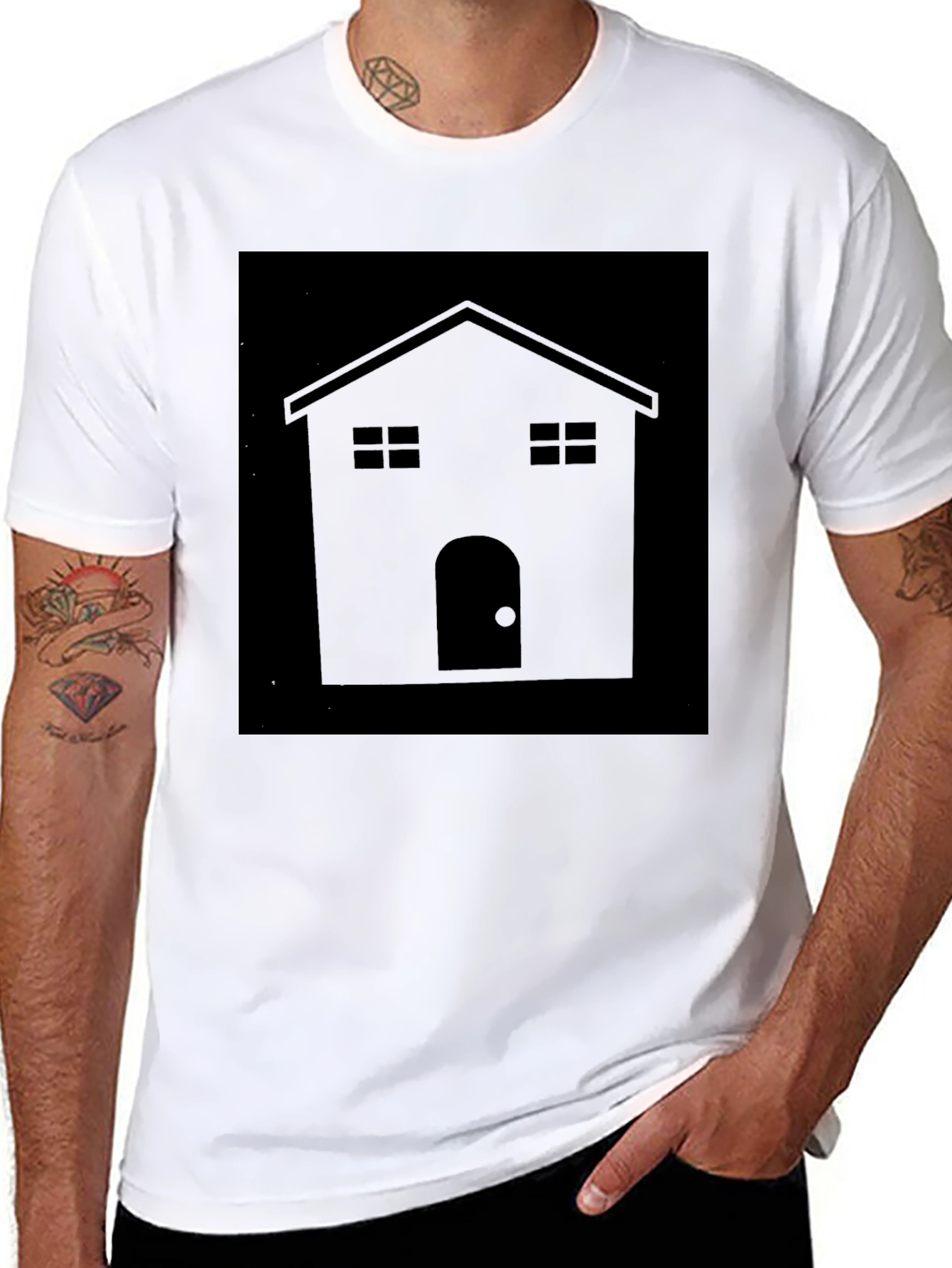 Minimalist House Graphic Tee - Black