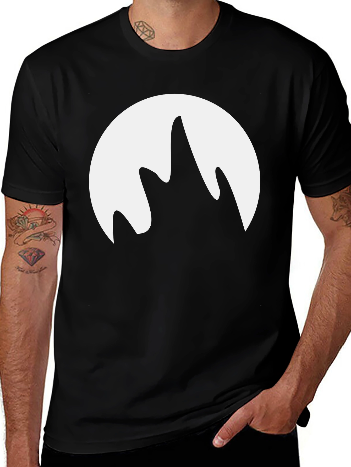 Abstract Mountain Graphic Tee - Black