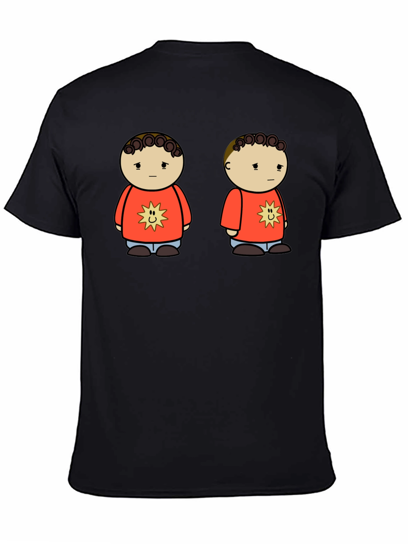 Cartoon Character Graphic Tee - Unisex Black T-Shirt