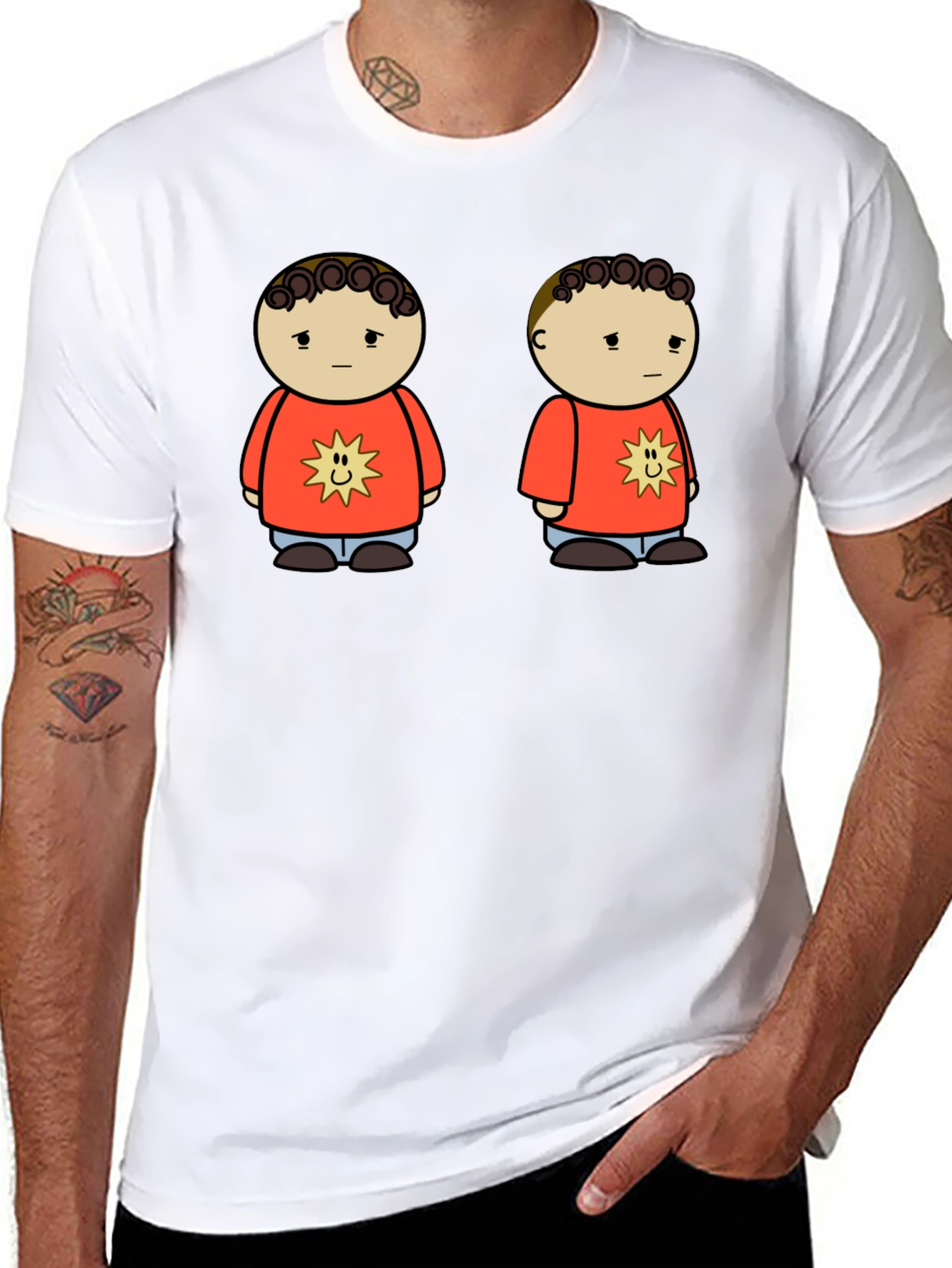 Cartoon Character Graphic Tee - Unisex Black T-Shirt