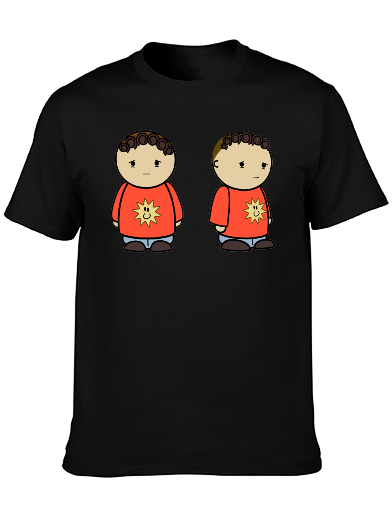 Cartoon Character Graphic Tee - Unisex Black T-Shirt