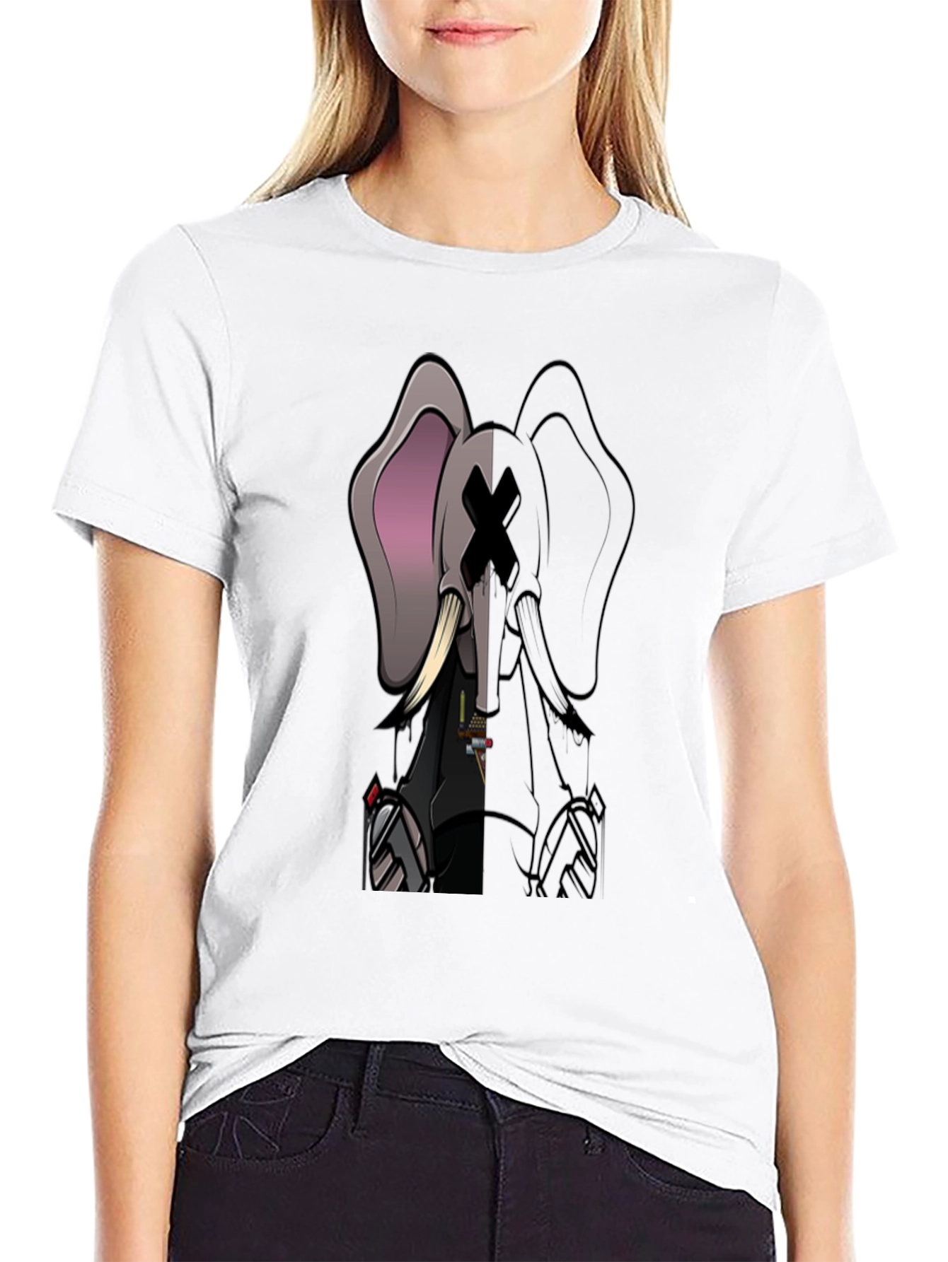 Elephant Graphic Print T-Shirt - Black