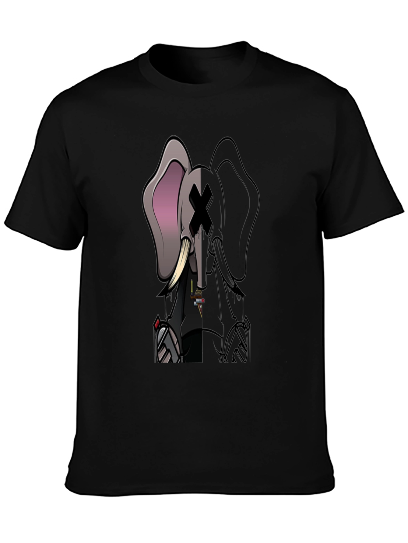 Elephant Graphic Print T-Shirt - Black