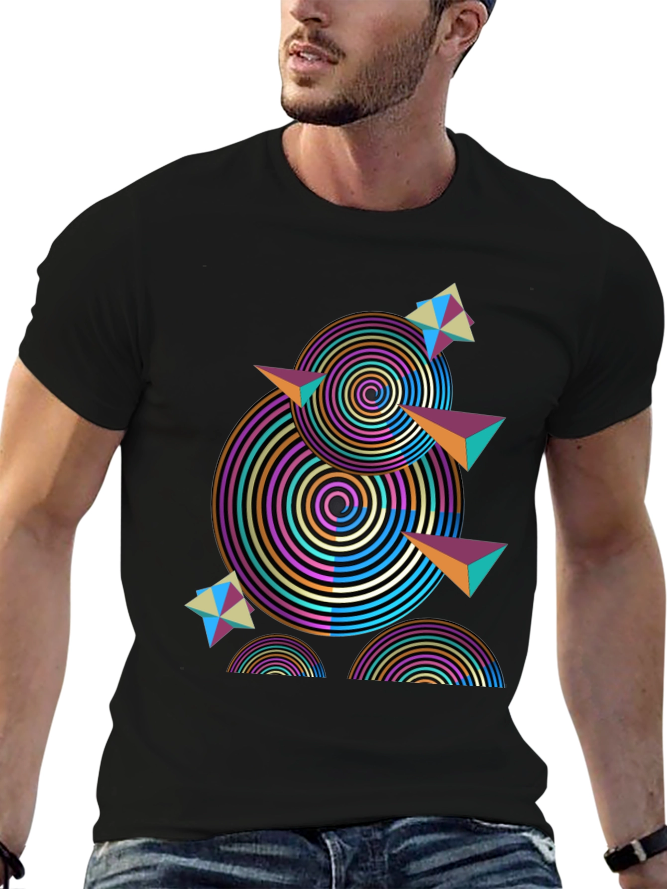 Abstract Geometric Black T-Shirt