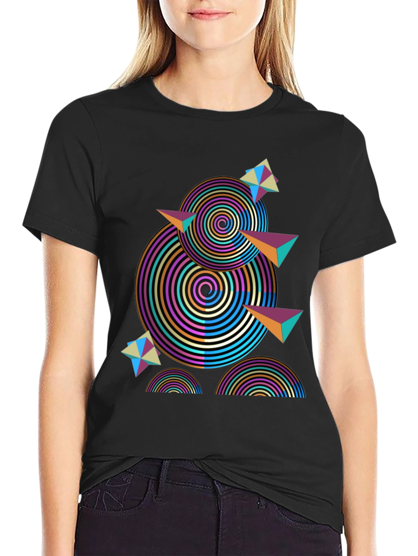 Abstract Geometric Black T-Shirt