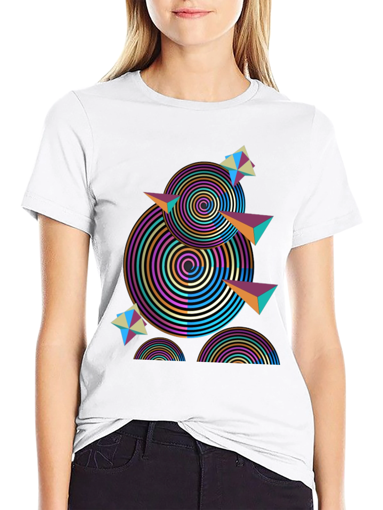 Abstract Geometric Black T-Shirt