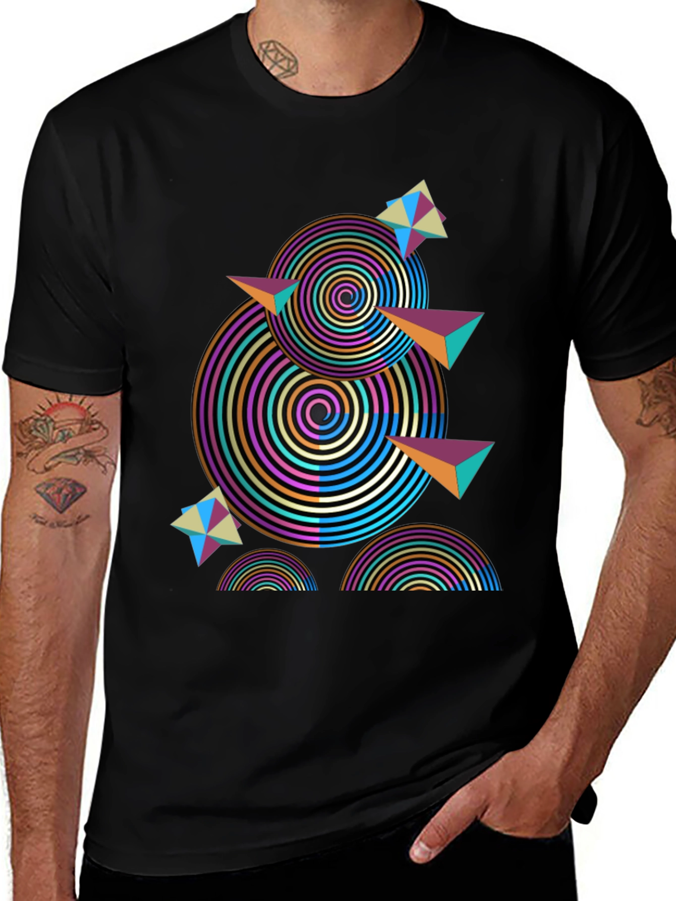 Abstract Geometric Black T-Shirt