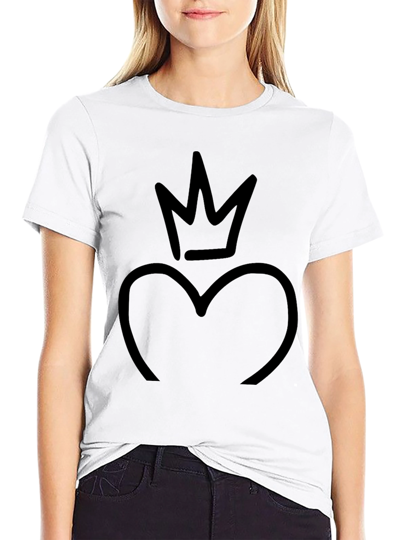 Heart Crown Graphic Black T-Shirt