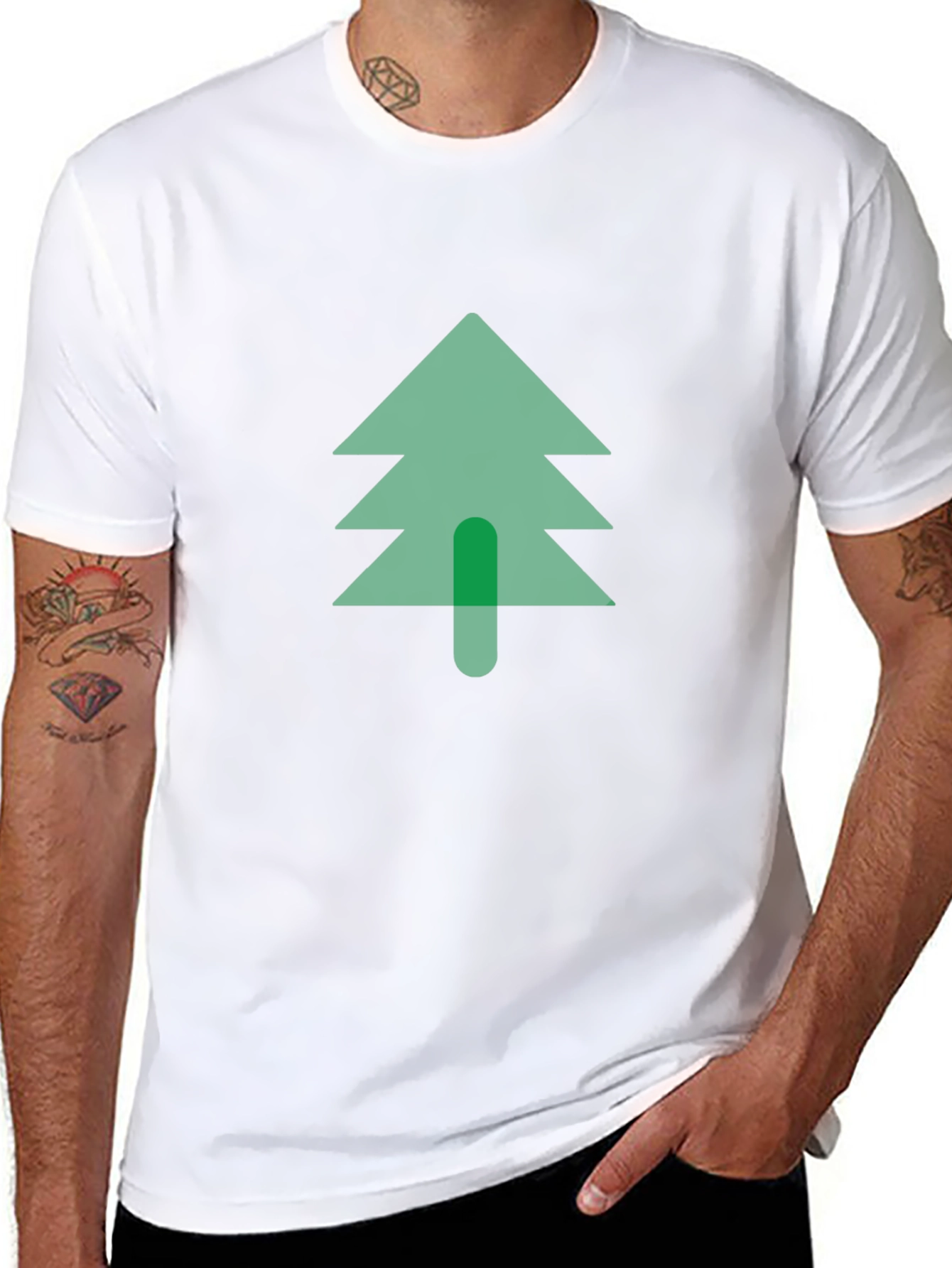 Green Tree Graphic Black T-Shirt
