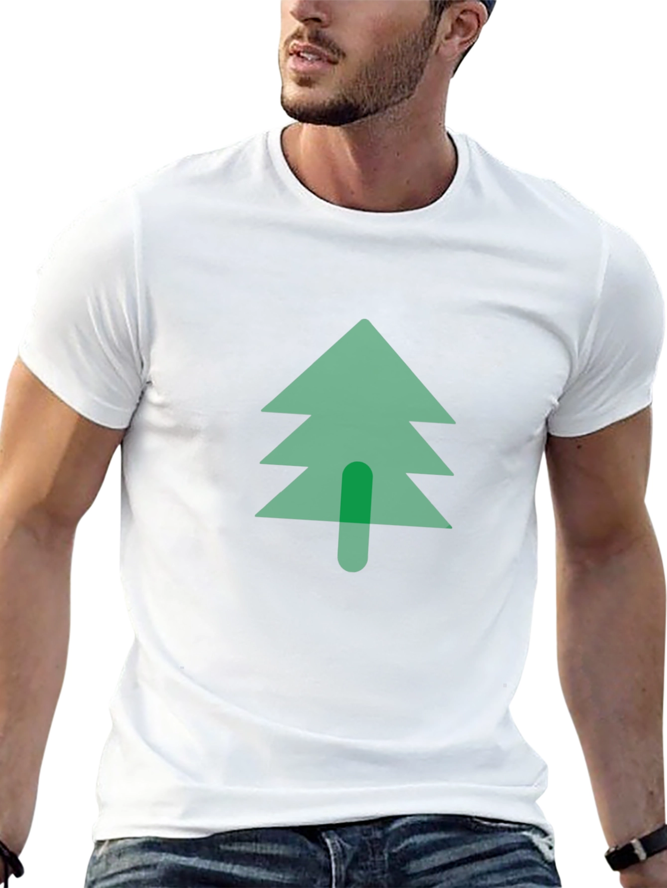 Green Tree Graphic Black T-Shirt