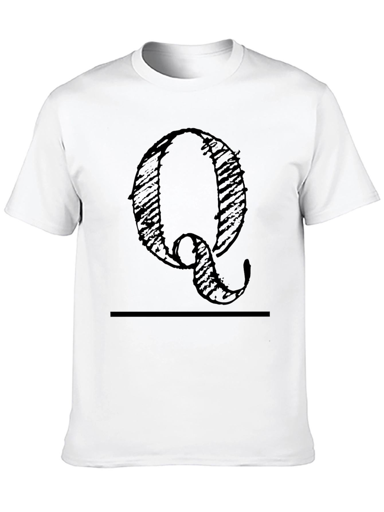 Black T-Shirt with Distressed Letter Q Design