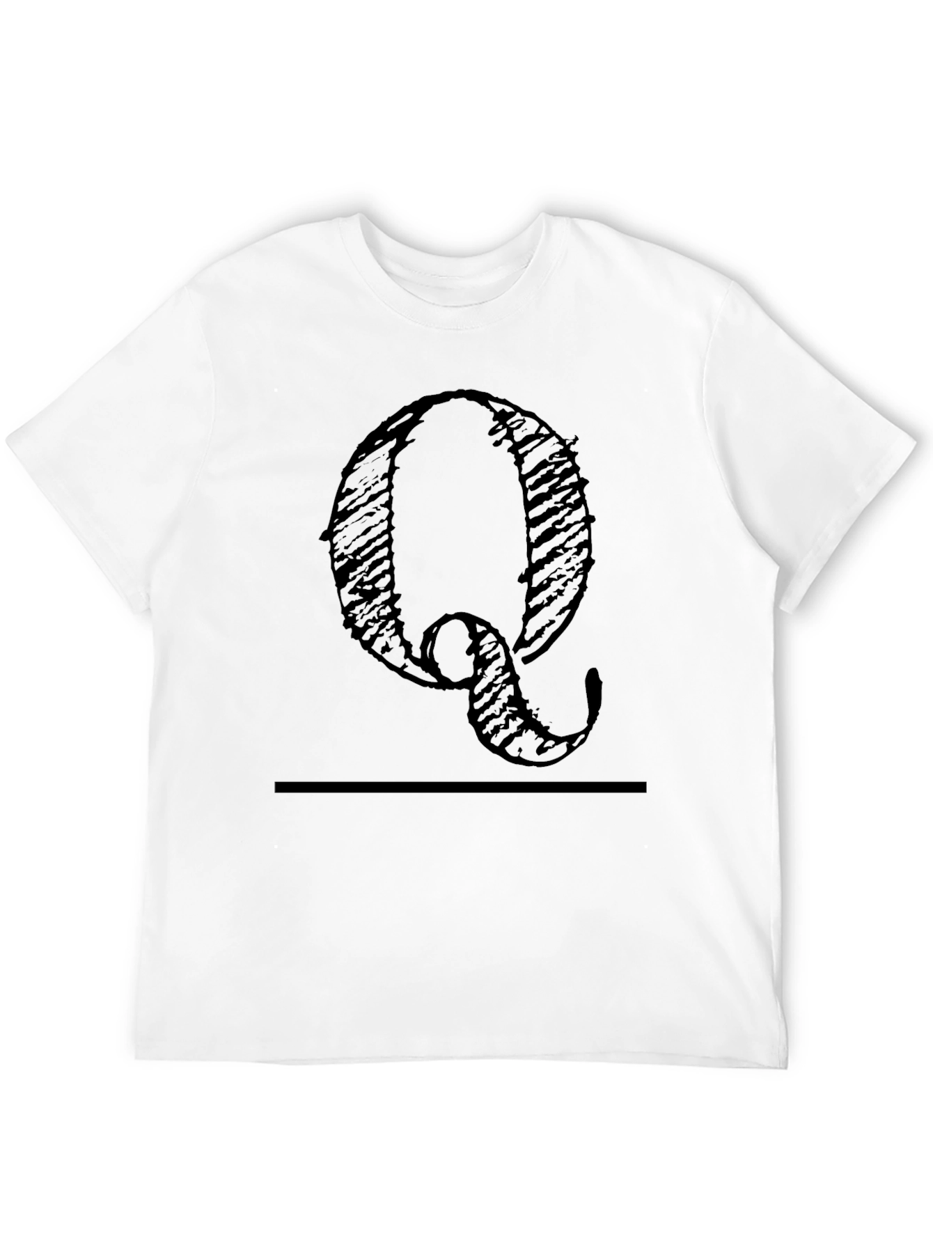 Black T-Shirt with Distressed Letter Q Design