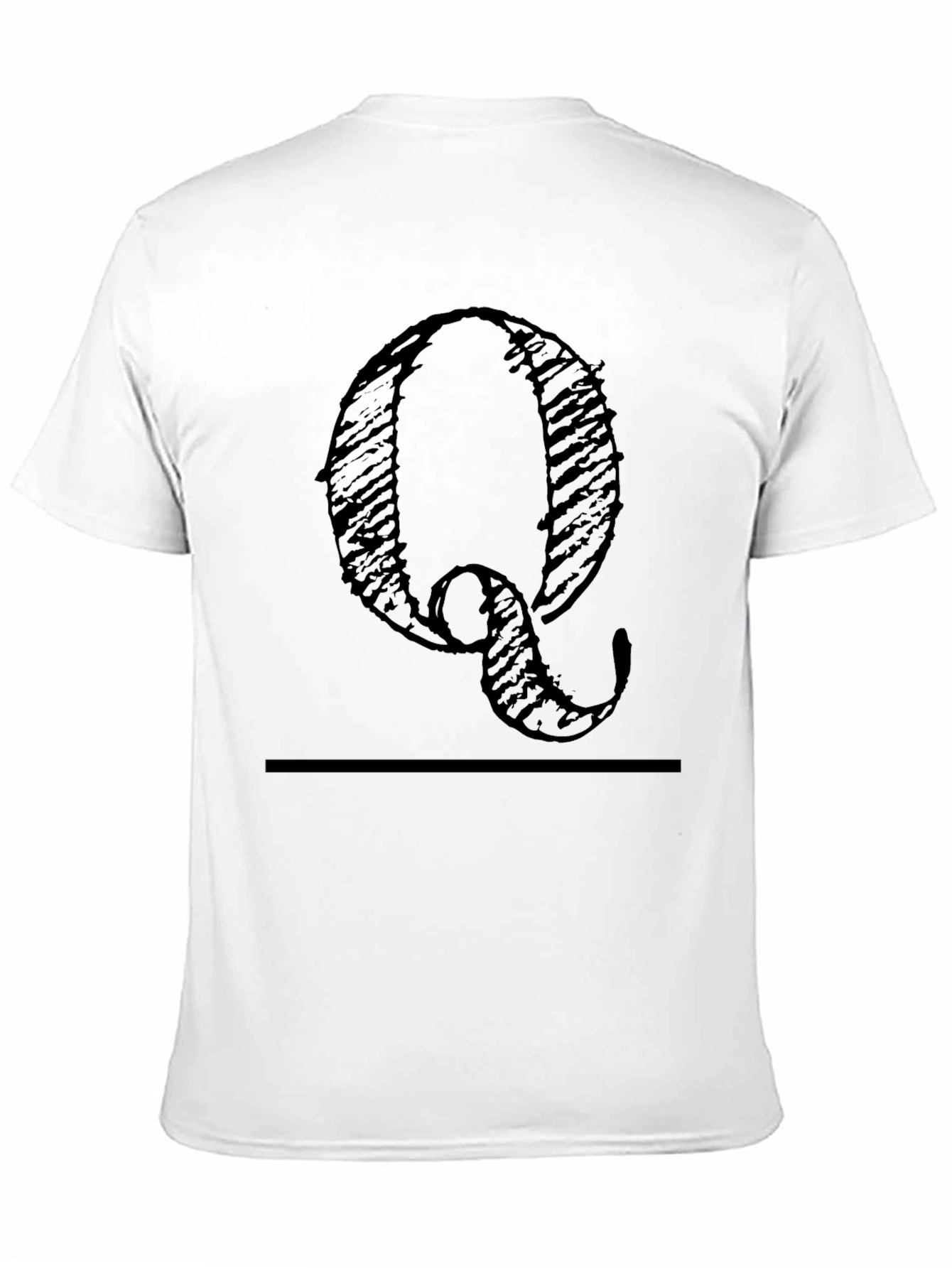 Black T-Shirt with Distressed Letter Q Design