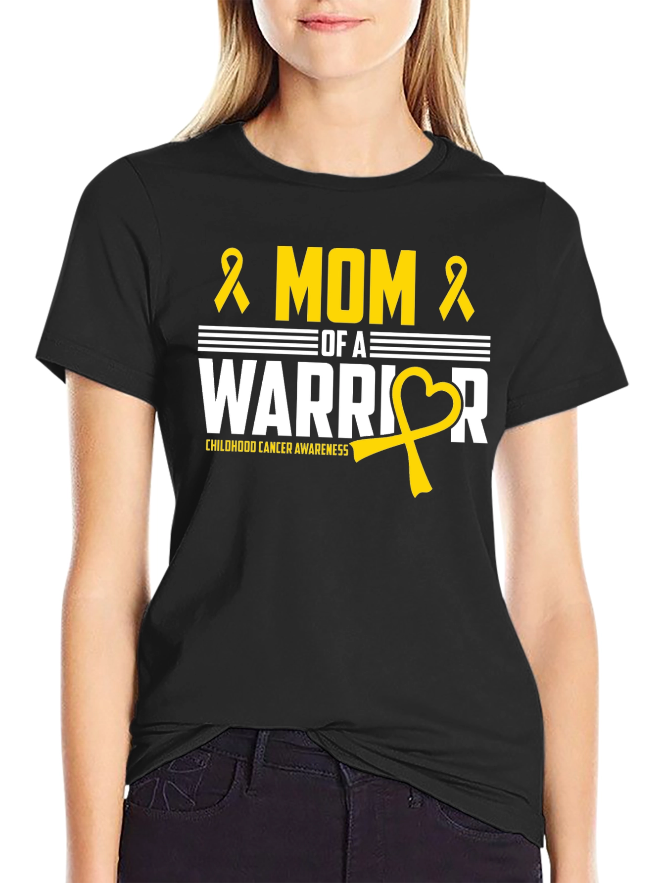 Mom of a Warrior Childhood Cancer Awareness T-Shirt