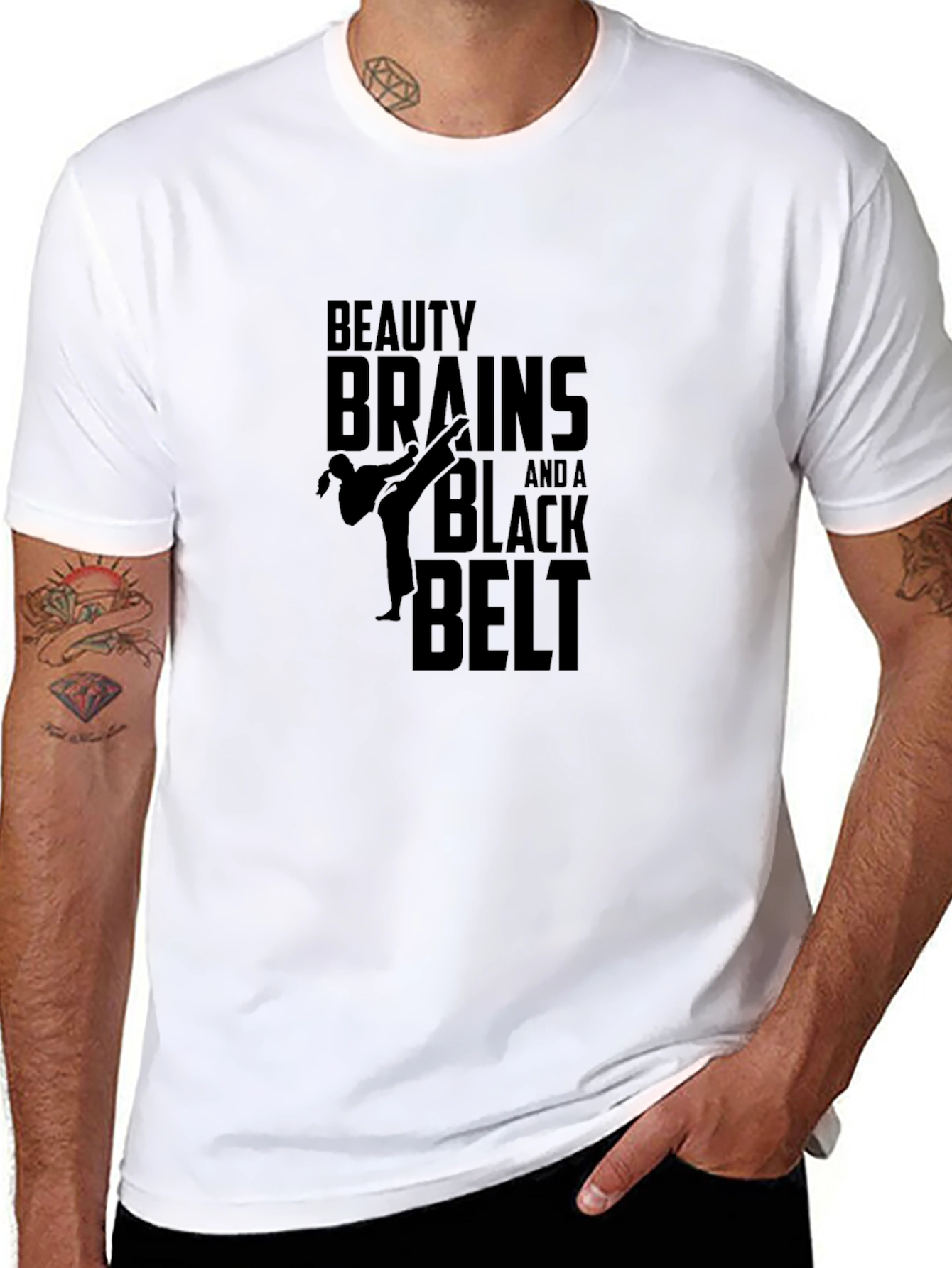 Beauty Brains Black Belt T-Shirt