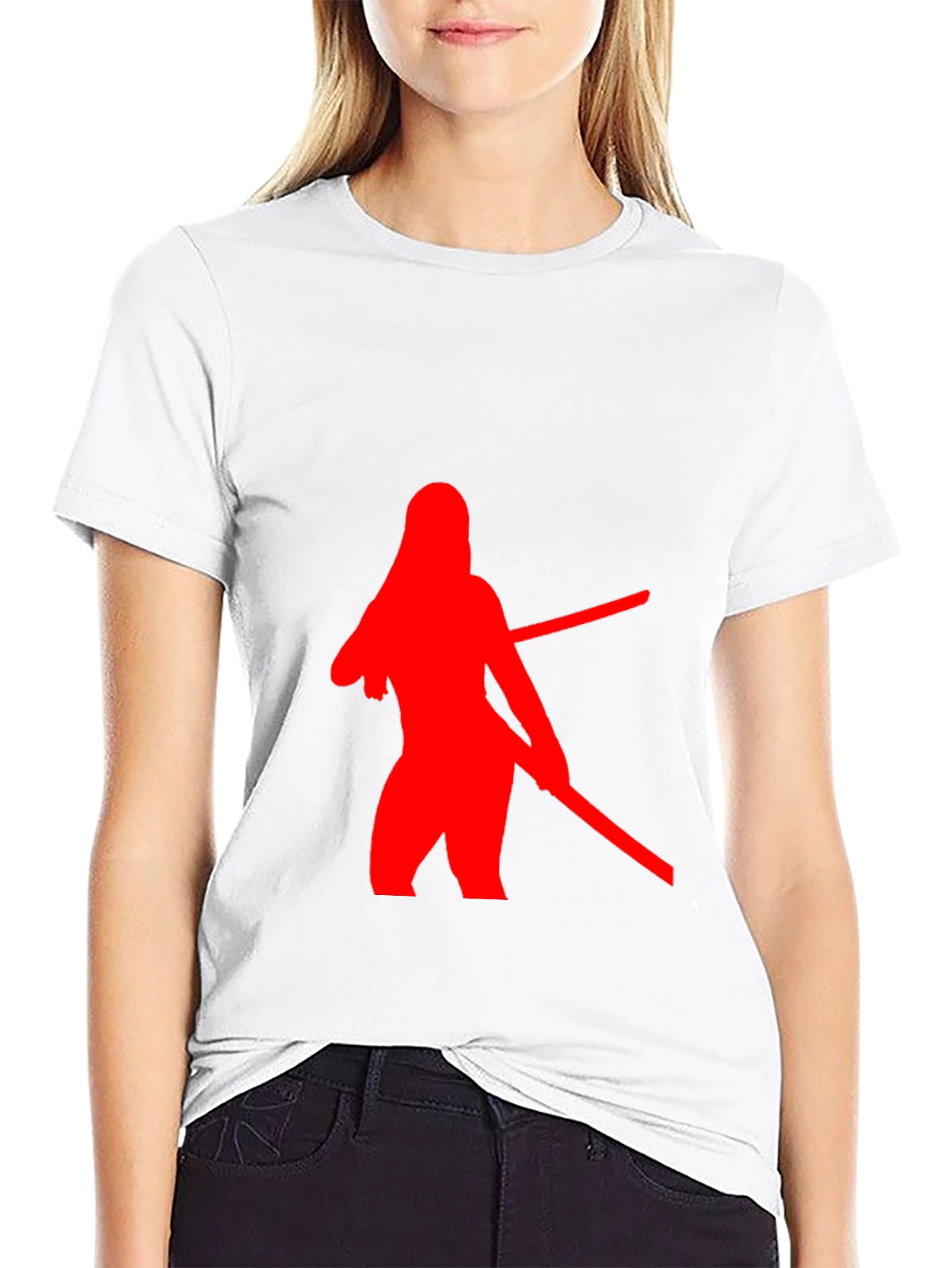 Red Silhouette Graphic Black T-Shirt