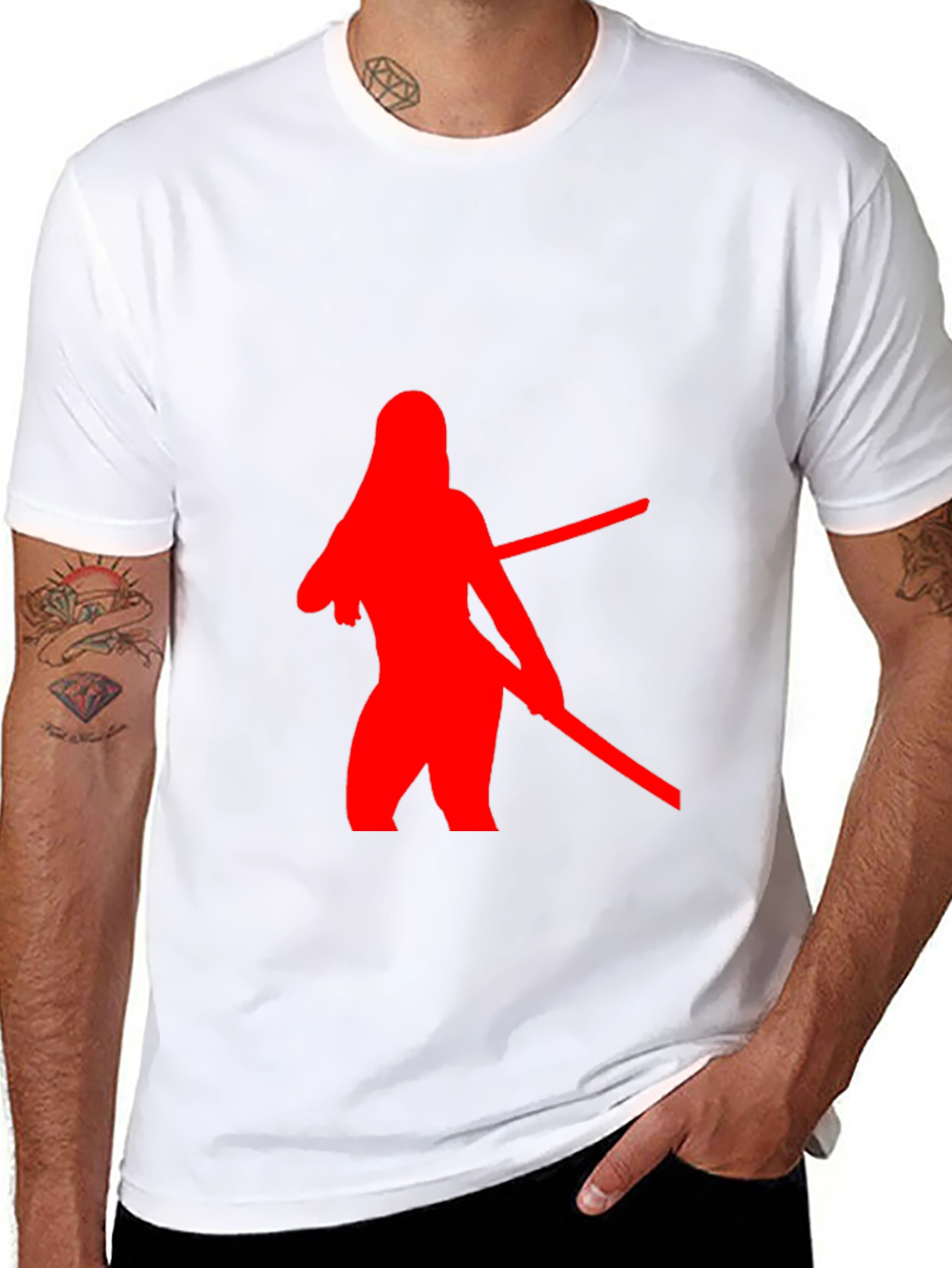 Red Silhouette Graphic Black T-Shirt