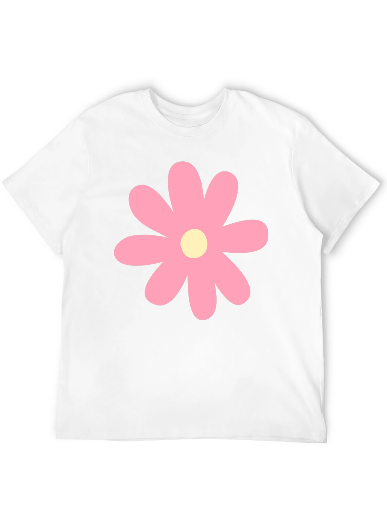 Pink Flower Graphic Print Black T-Shirt