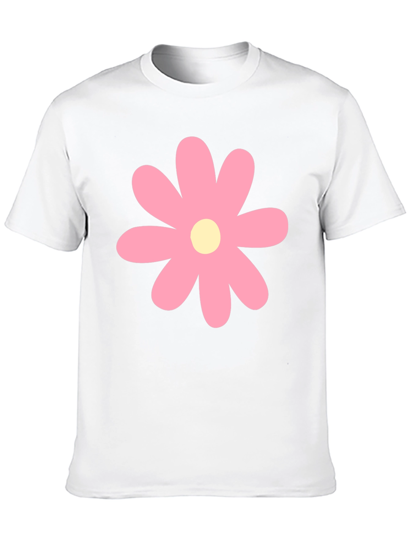 Pink Flower Graphic Print Black T-Shirt