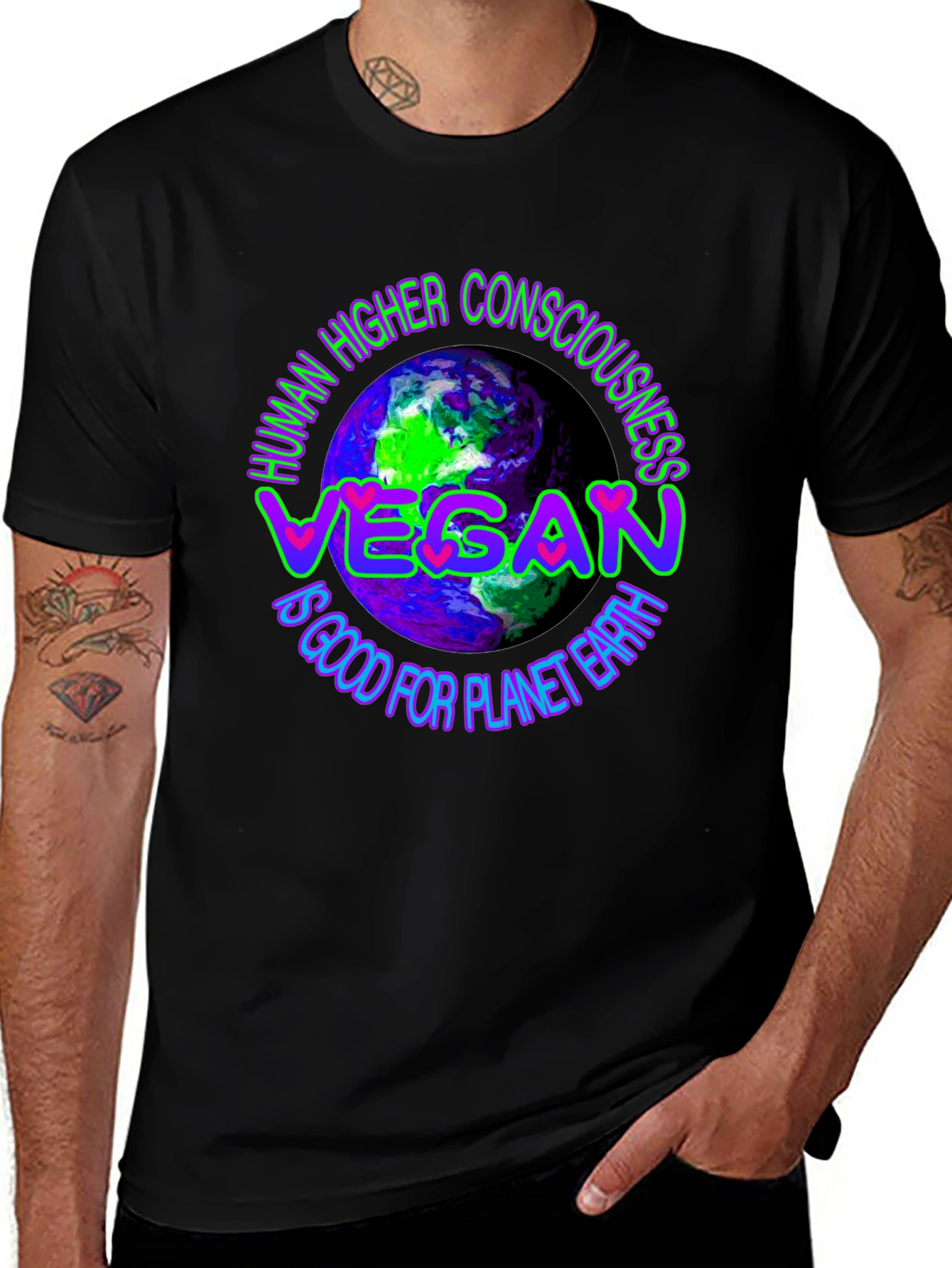Vegan Human Higher Consciousness Planet Earth T-Shirt