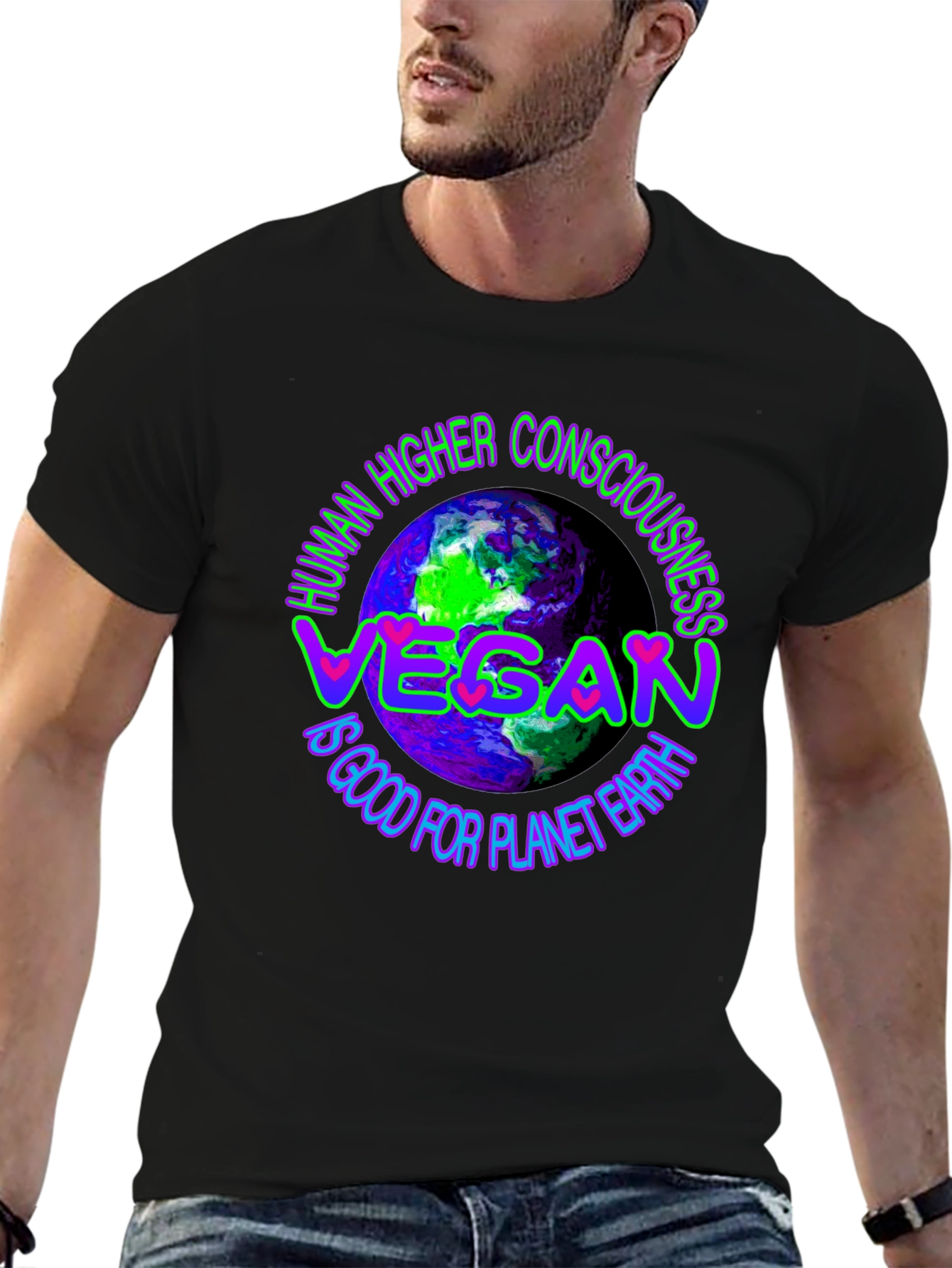Vegan Human Higher Consciousness Planet Earth T-Shirt