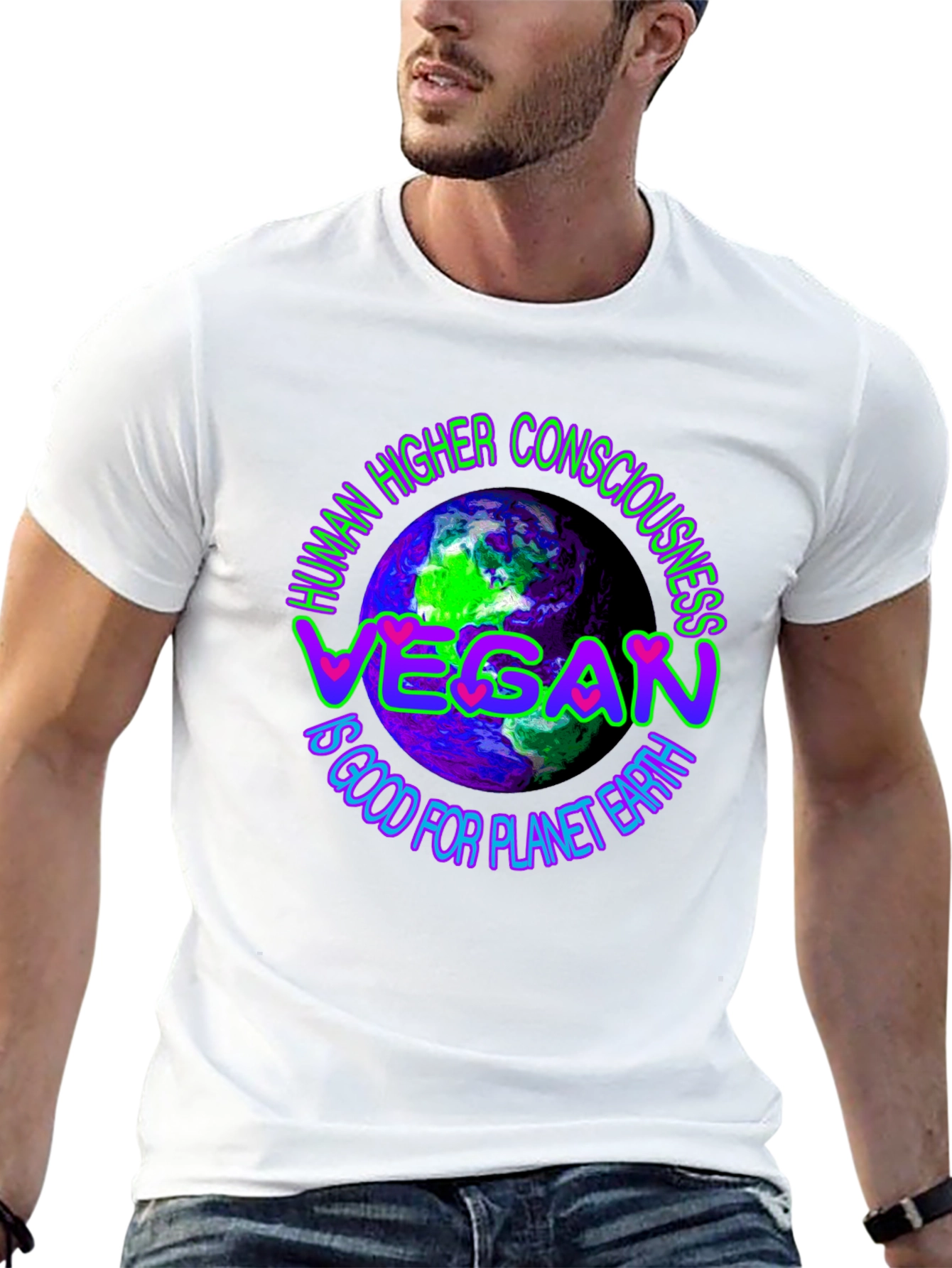 Vegan Human Higher Consciousness Planet Earth T-Shirt