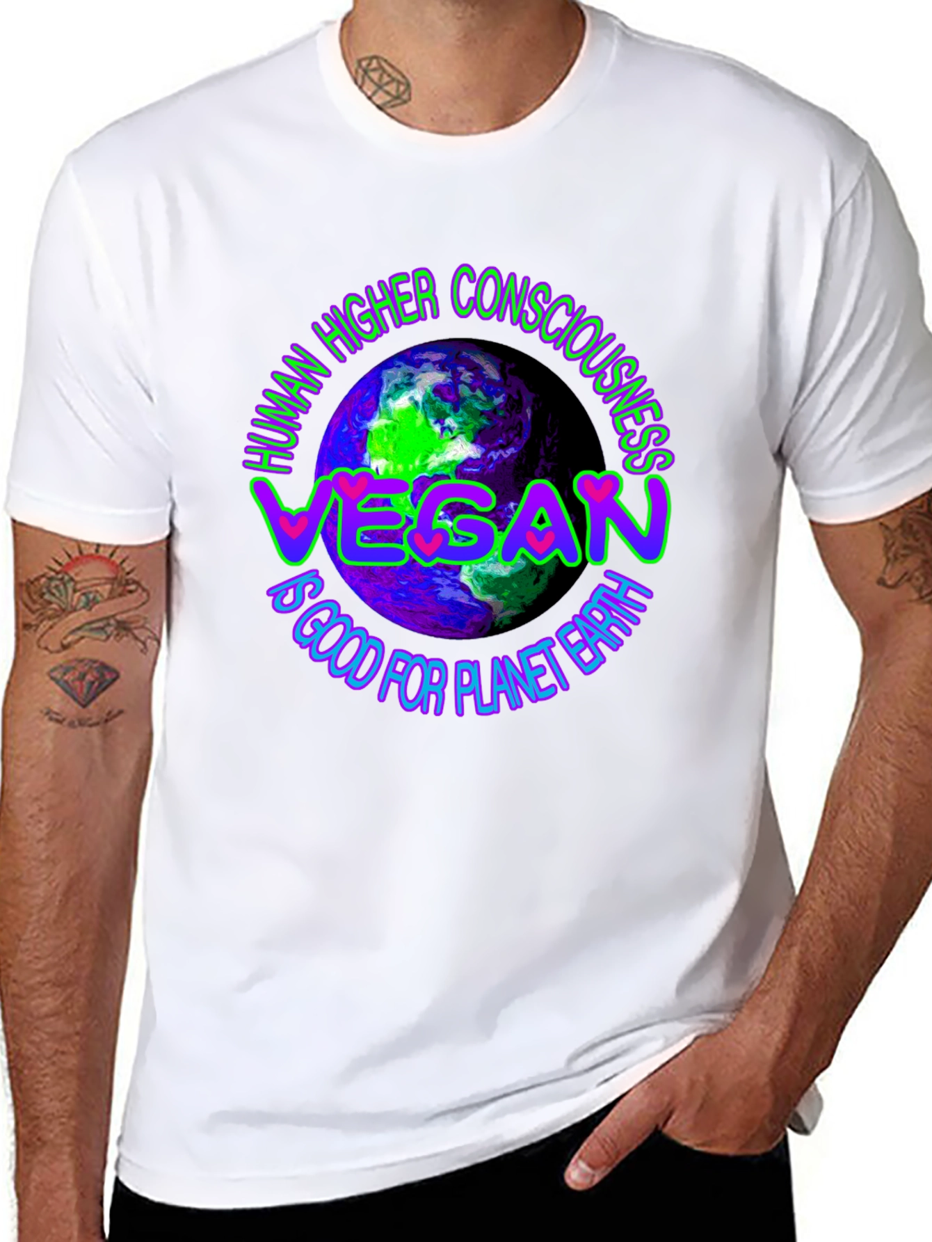 Vegan Human Higher Consciousness Planet Earth T-Shirt