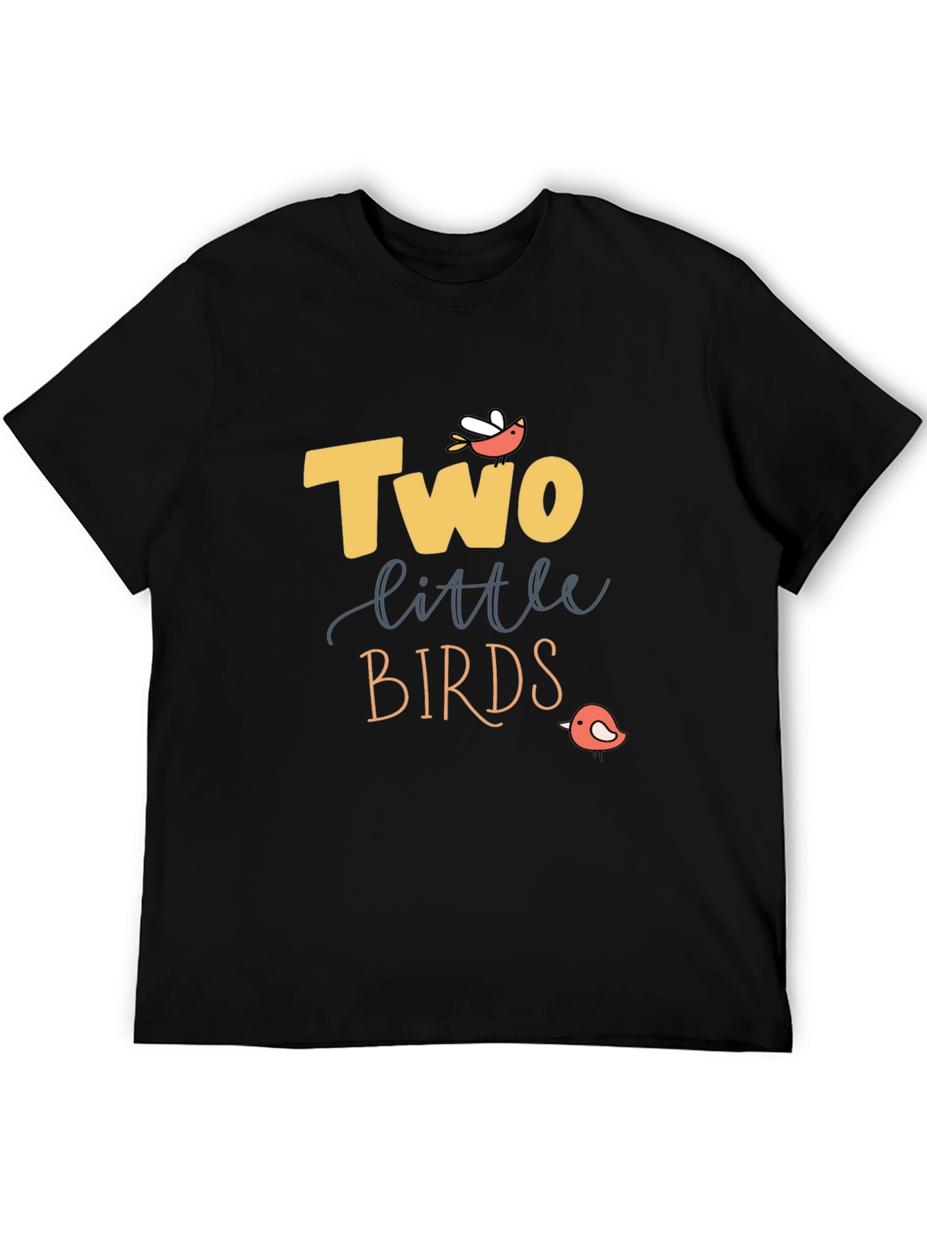 Two Little Birds Graphic Tee - Stylish Black T-Shirt