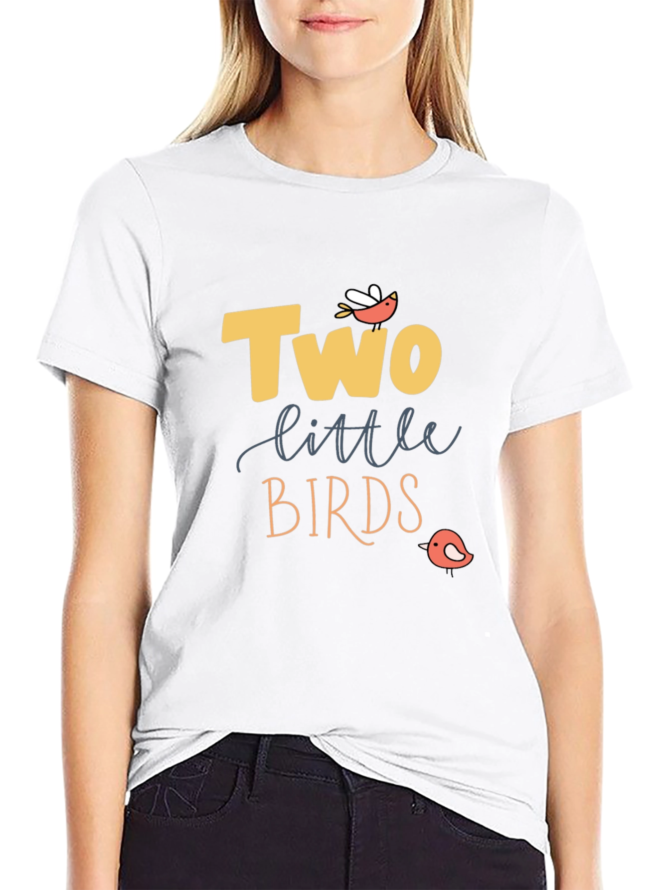 Two Little Birds Graphic Tee - Stylish Black T-Shirt