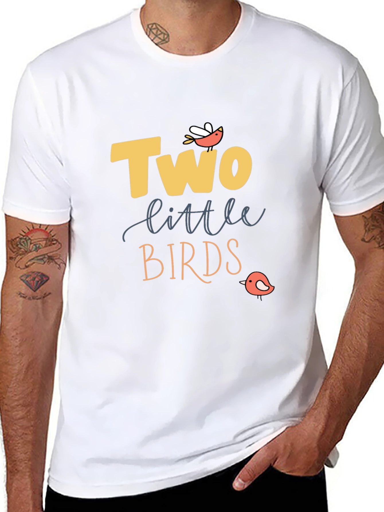 Two Little Birds Graphic Tee - Stylish Black T-Shirt