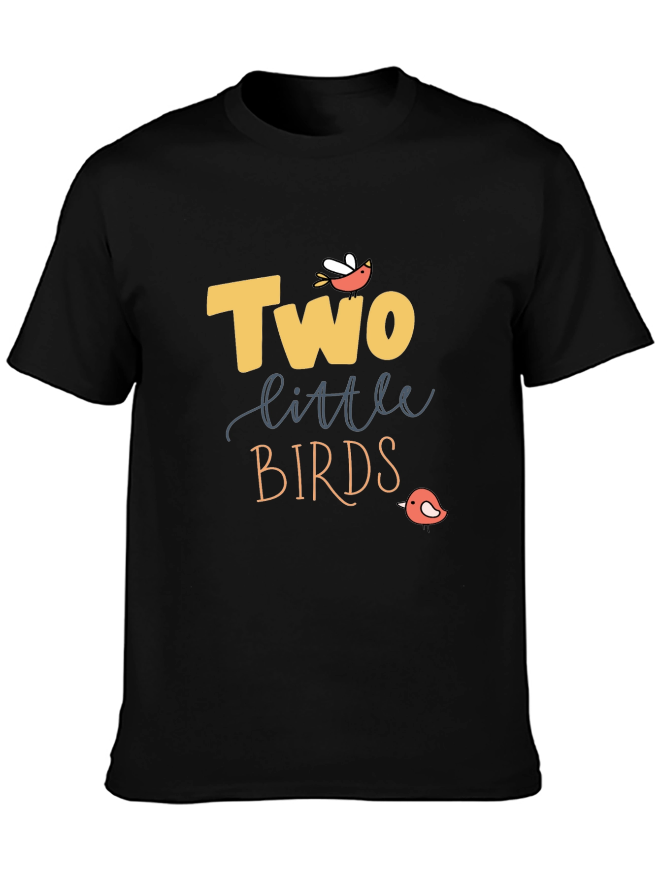 Two Little Birds Graphic Tee - Stylish Black T-Shirt