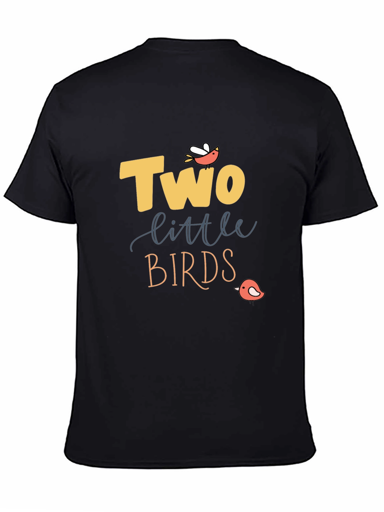 Two Little Birds Graphic Tee - Stylish Black T-Shirt