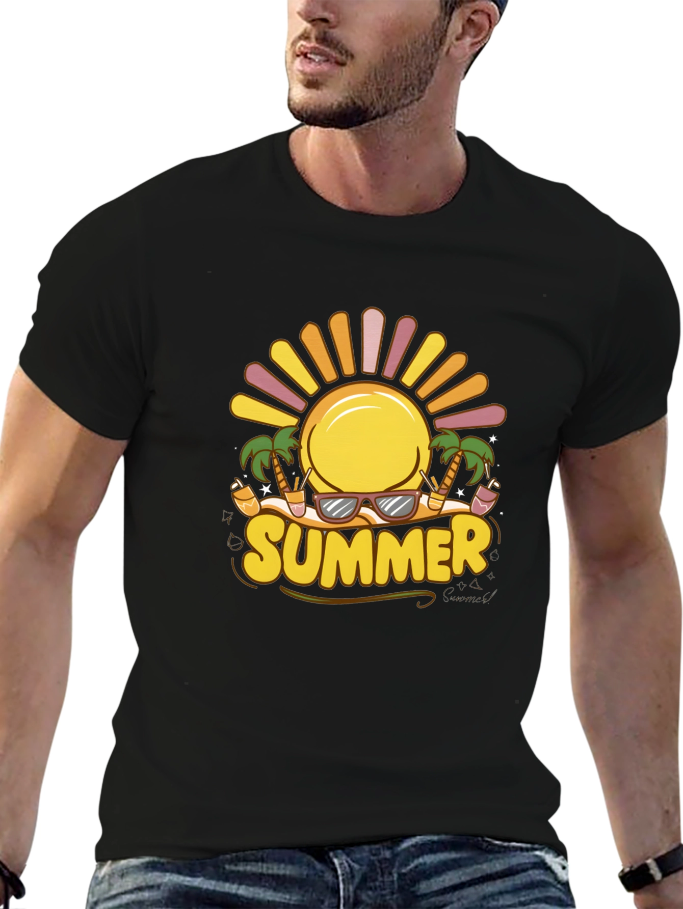 Summer Vibes Graphic Tee - Black