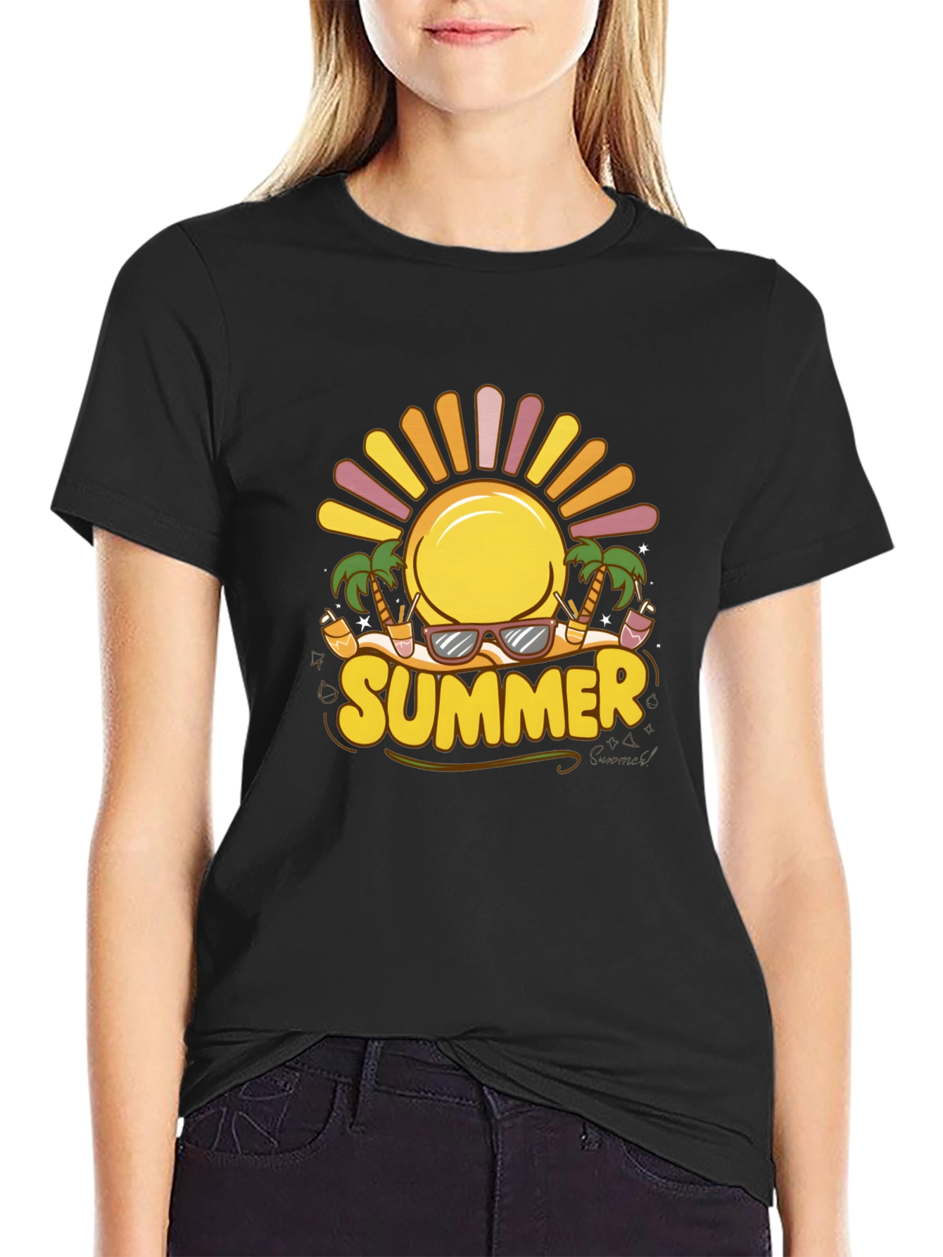 Summer Vibes Graphic Tee - Black
