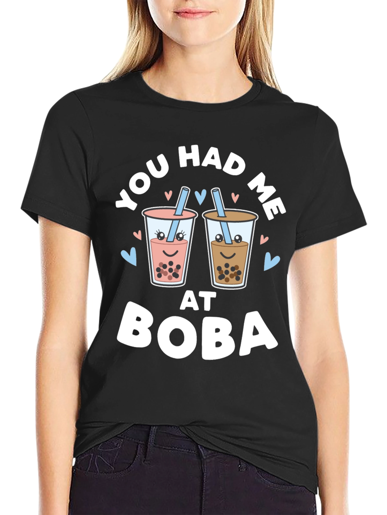You Had Me At Boba Black Graphic Tee