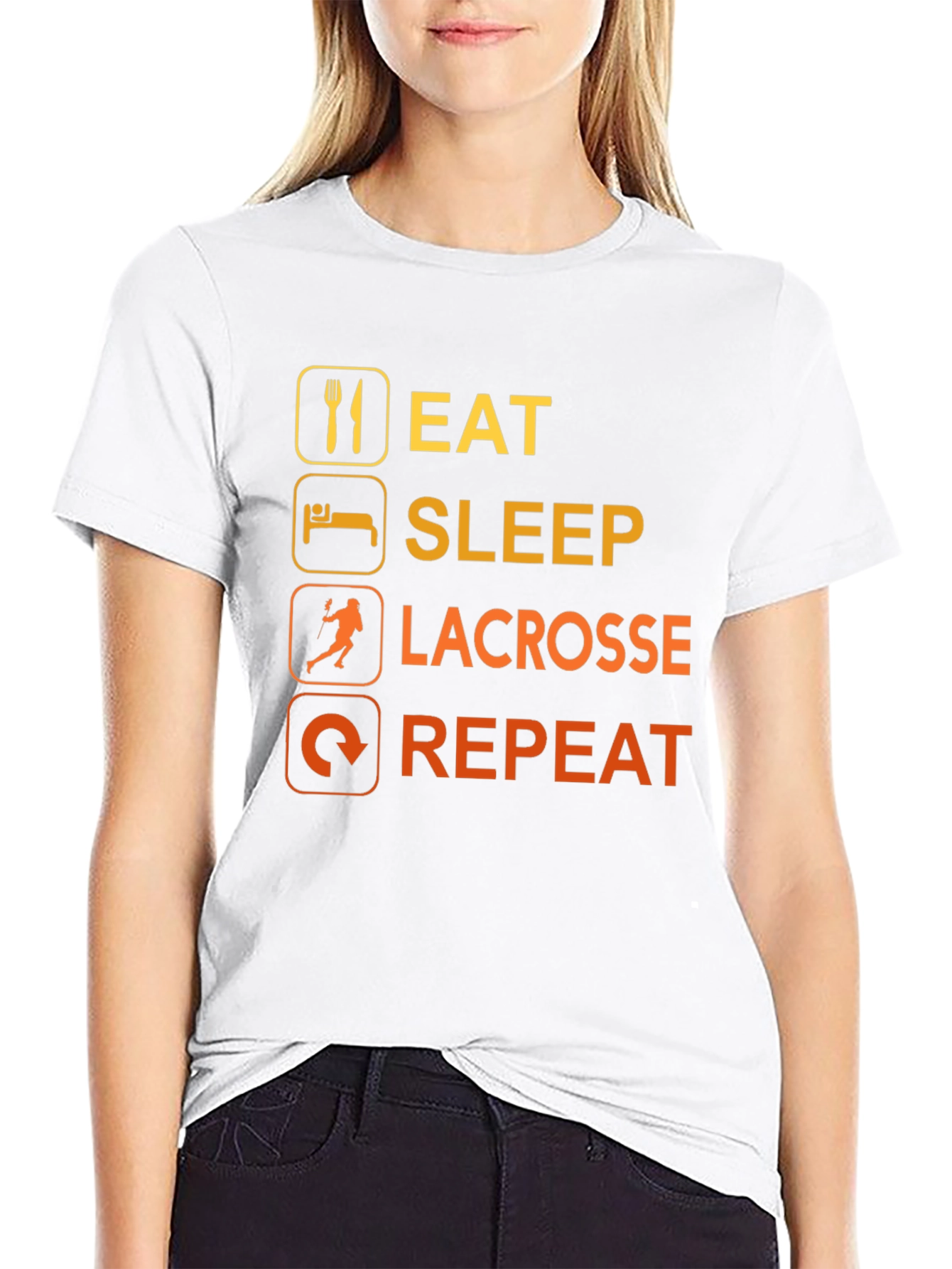 Eat Sleep Lacrosse Repeat Black T-Shirt