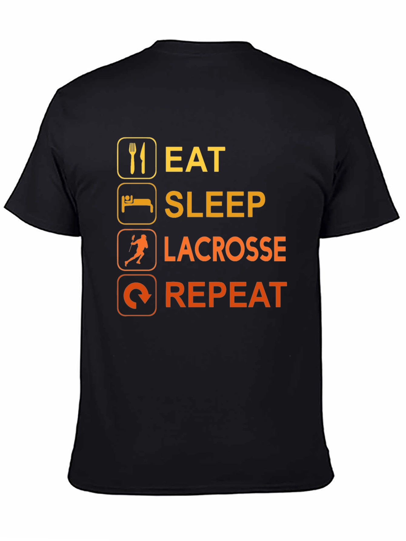 Eat Sleep Lacrosse Repeat Black T-Shirt