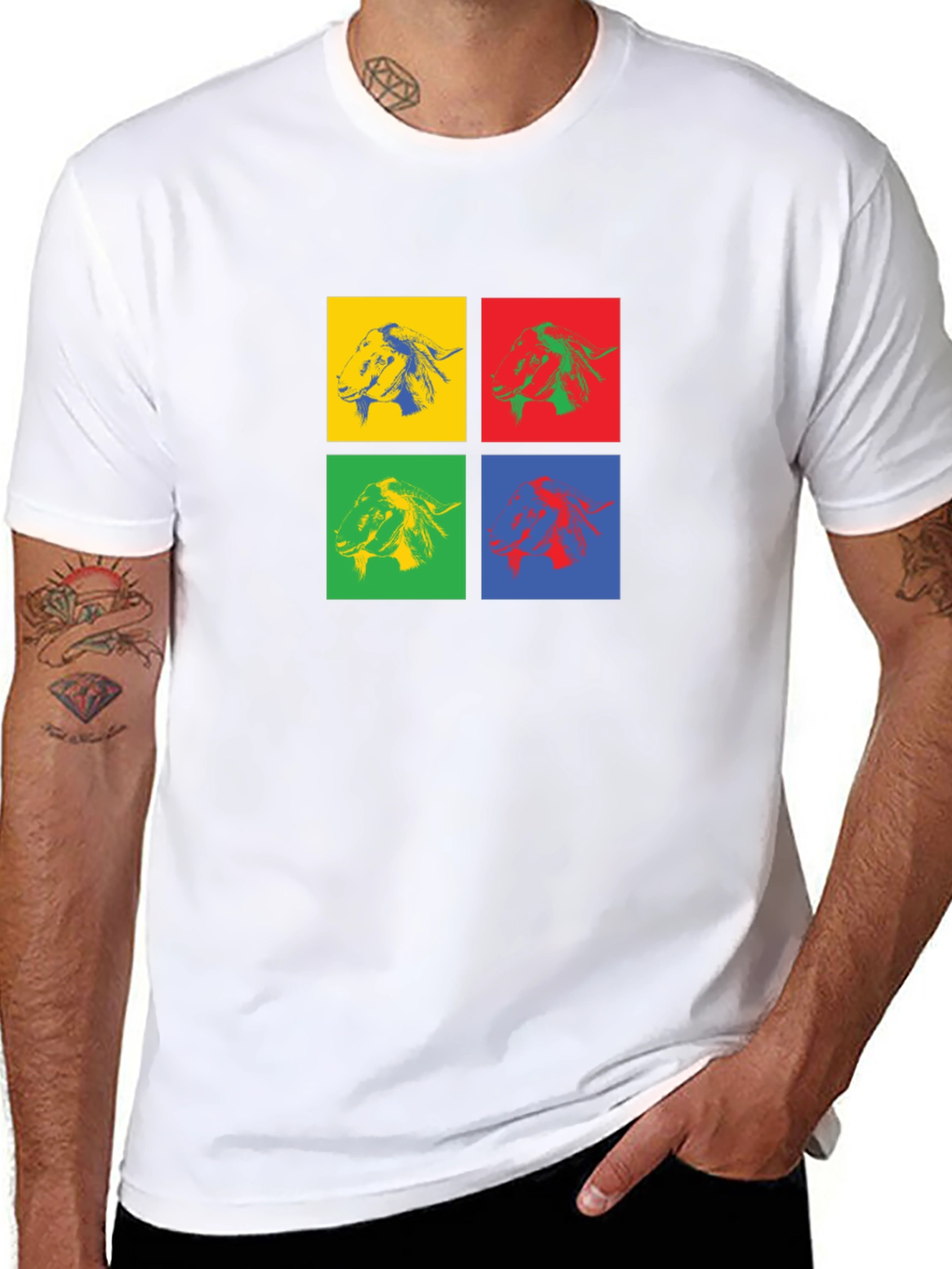 Pop Art Goat Head Graphic T-Shirt