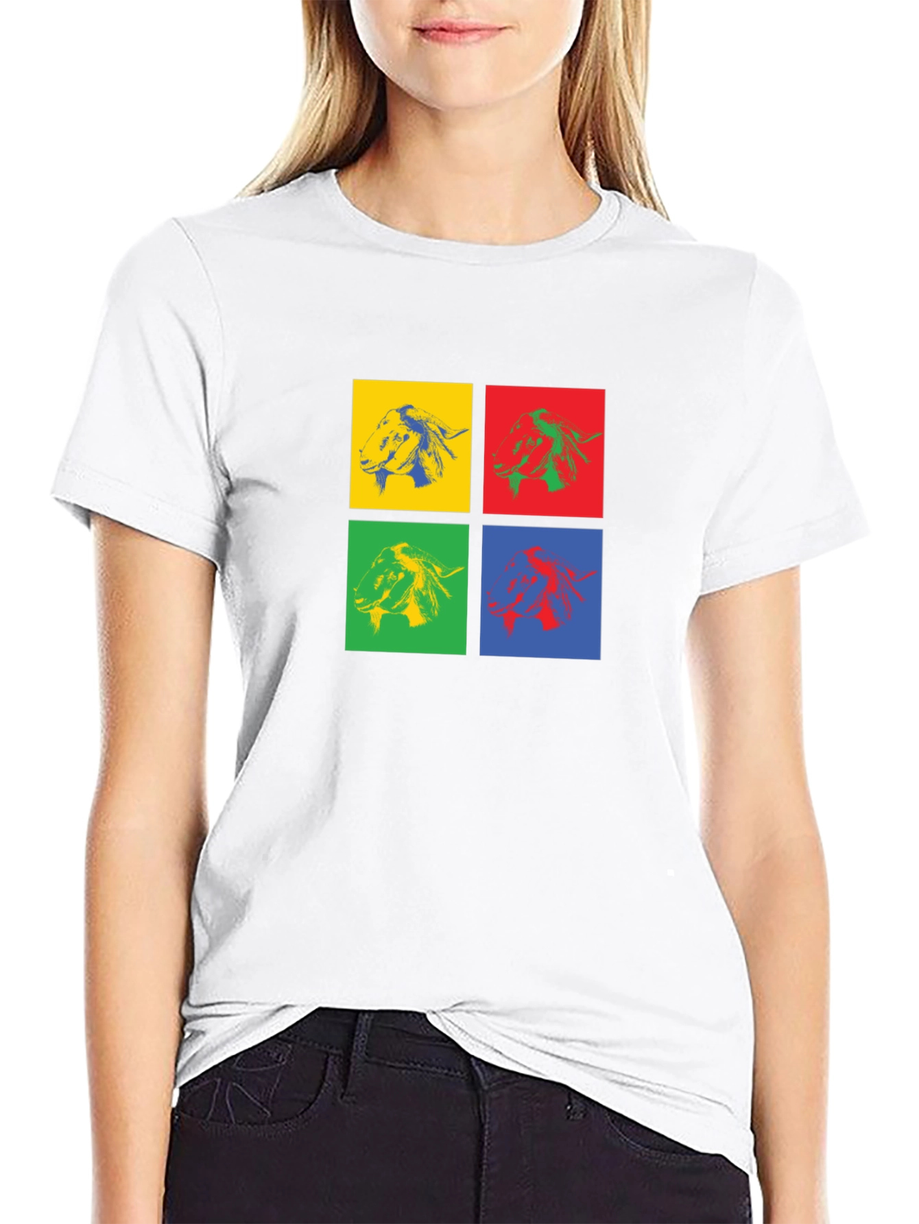 Pop Art Goat Head Graphic T-Shirt