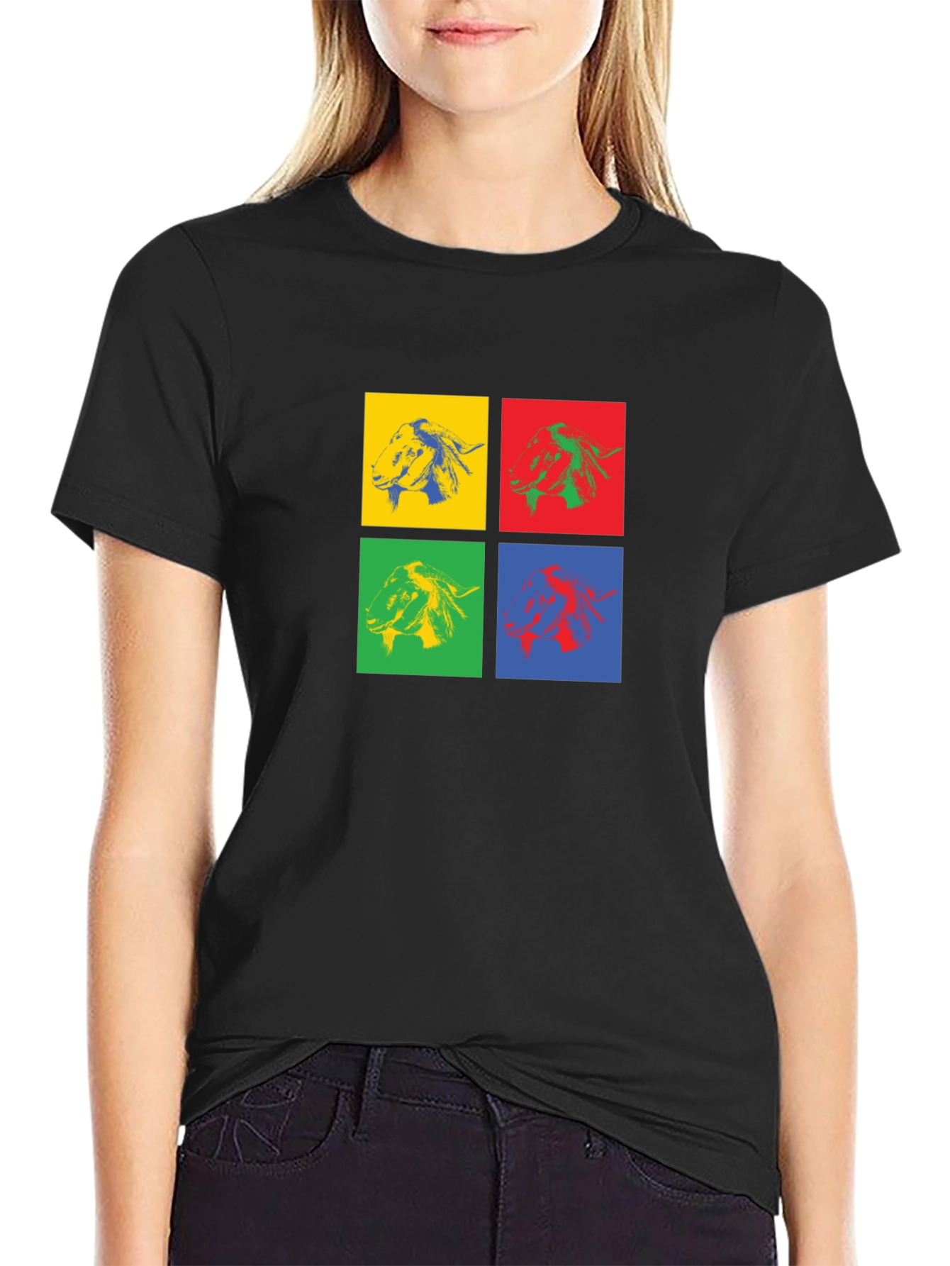 Pop Art Goat Head Graphic T-Shirt
