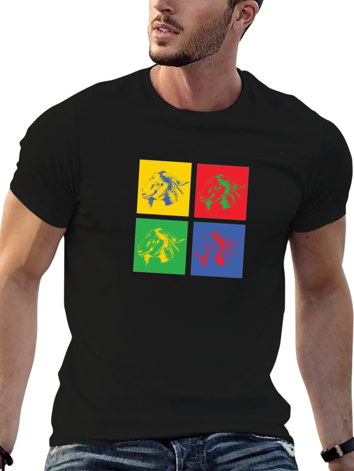 Pop Art Goat Head Graphic T-Shirt