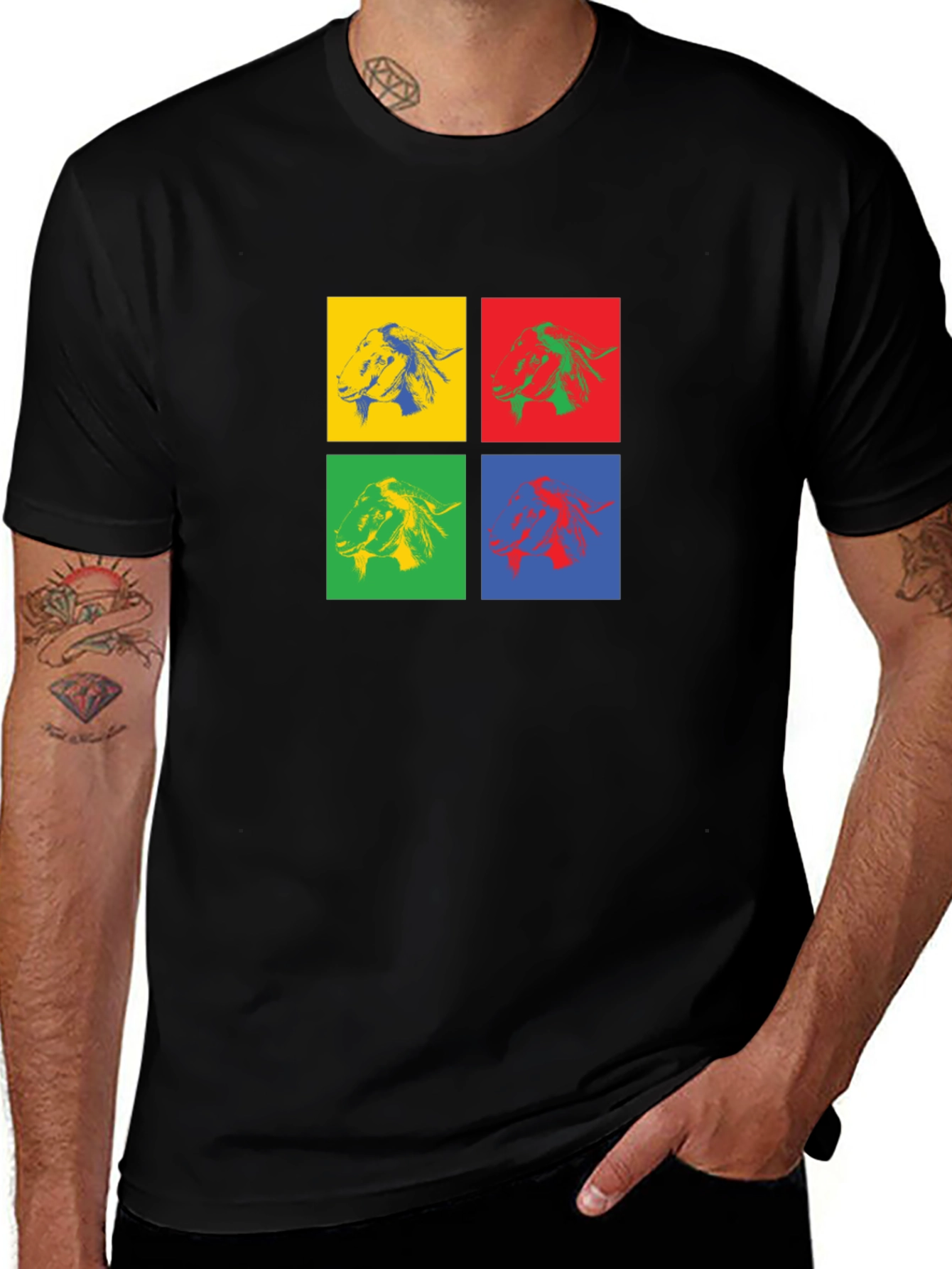 Pop Art Goat Head Graphic T-Shirt