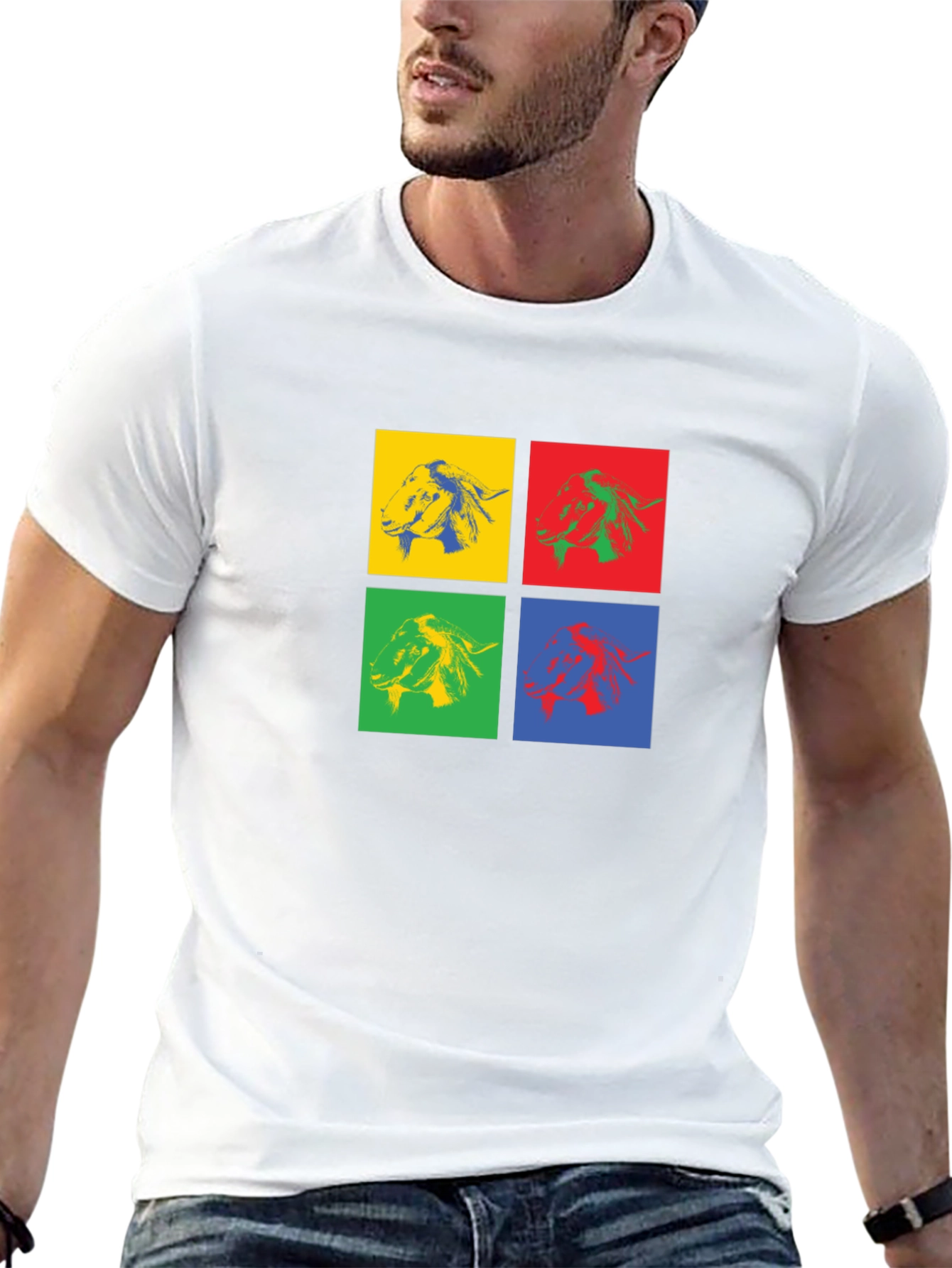 Pop Art Goat Head Graphic T-Shirt