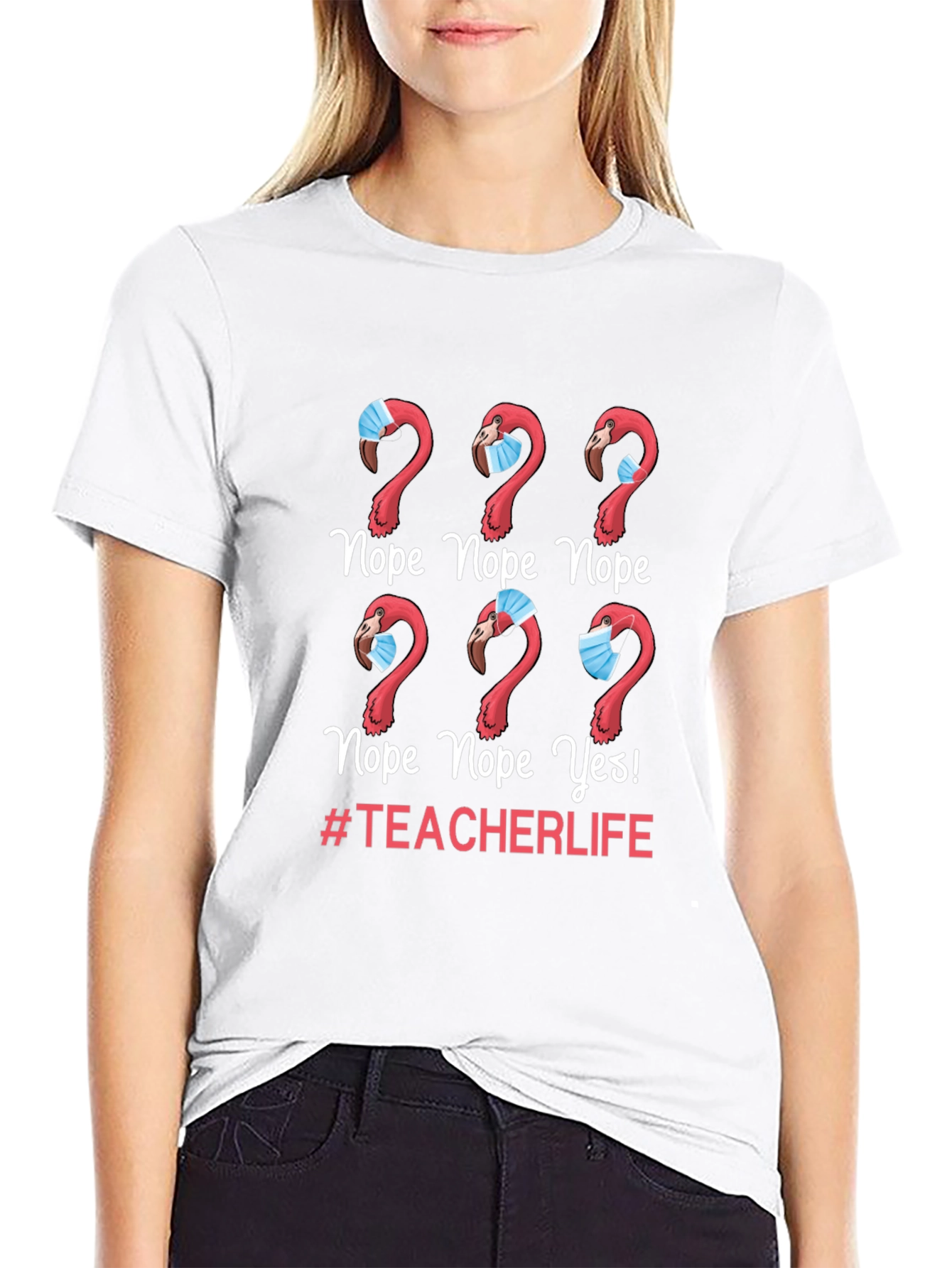 Nope Teacher Life Flamingo Graphic Tee
