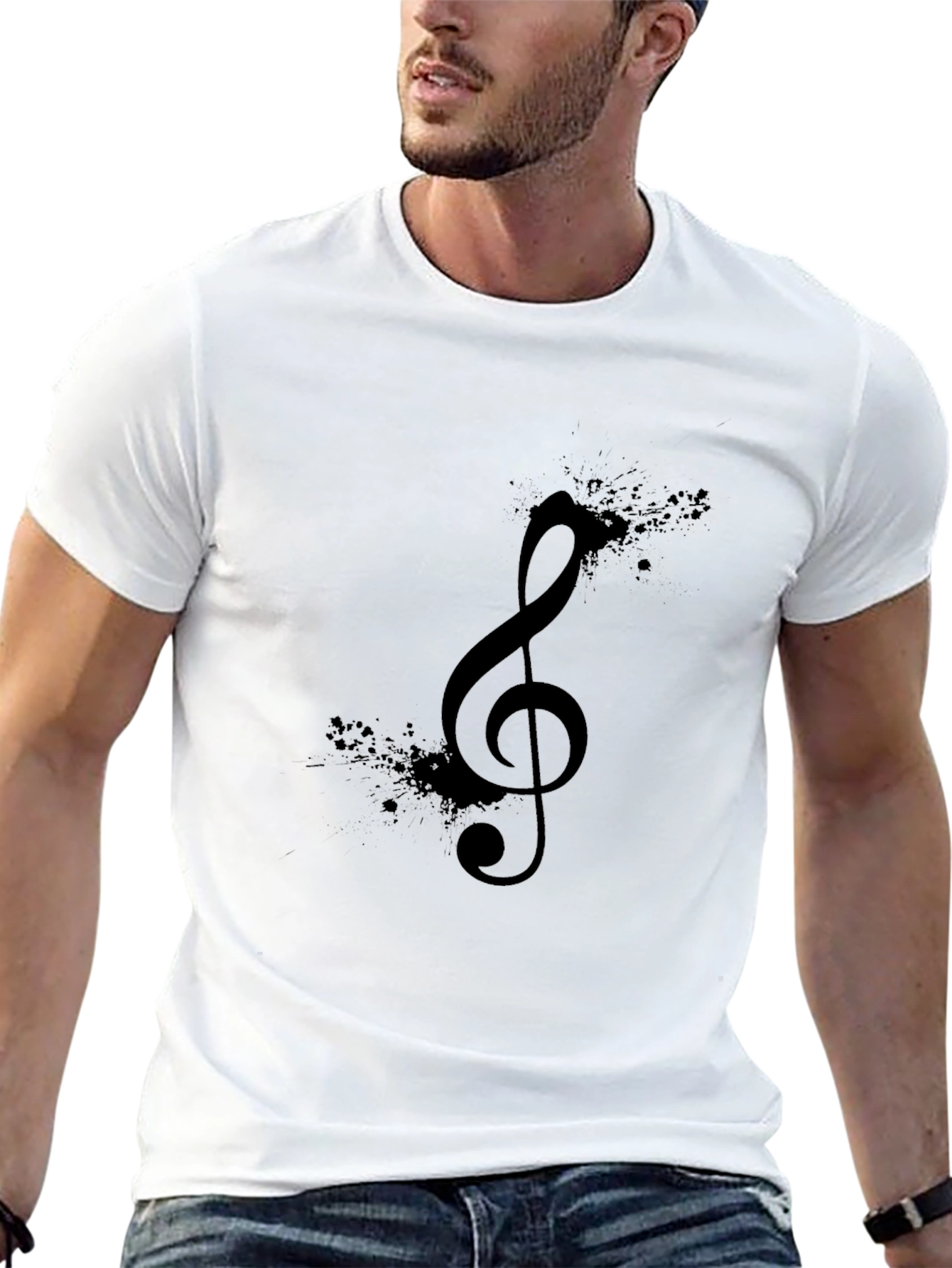 Music Note Graphic Print Black T-Shirt