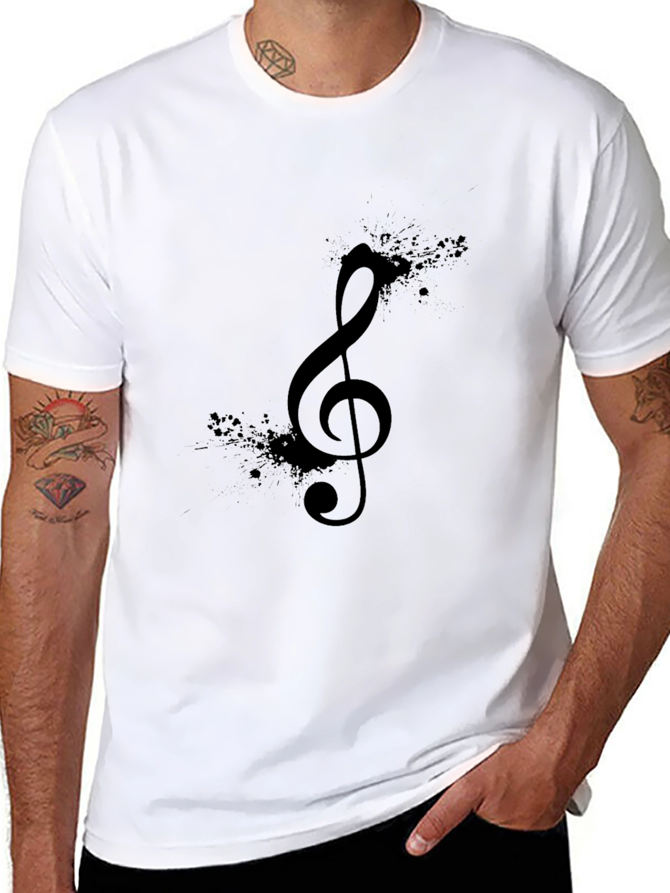 Music Note Graphic Print Black T-Shirt